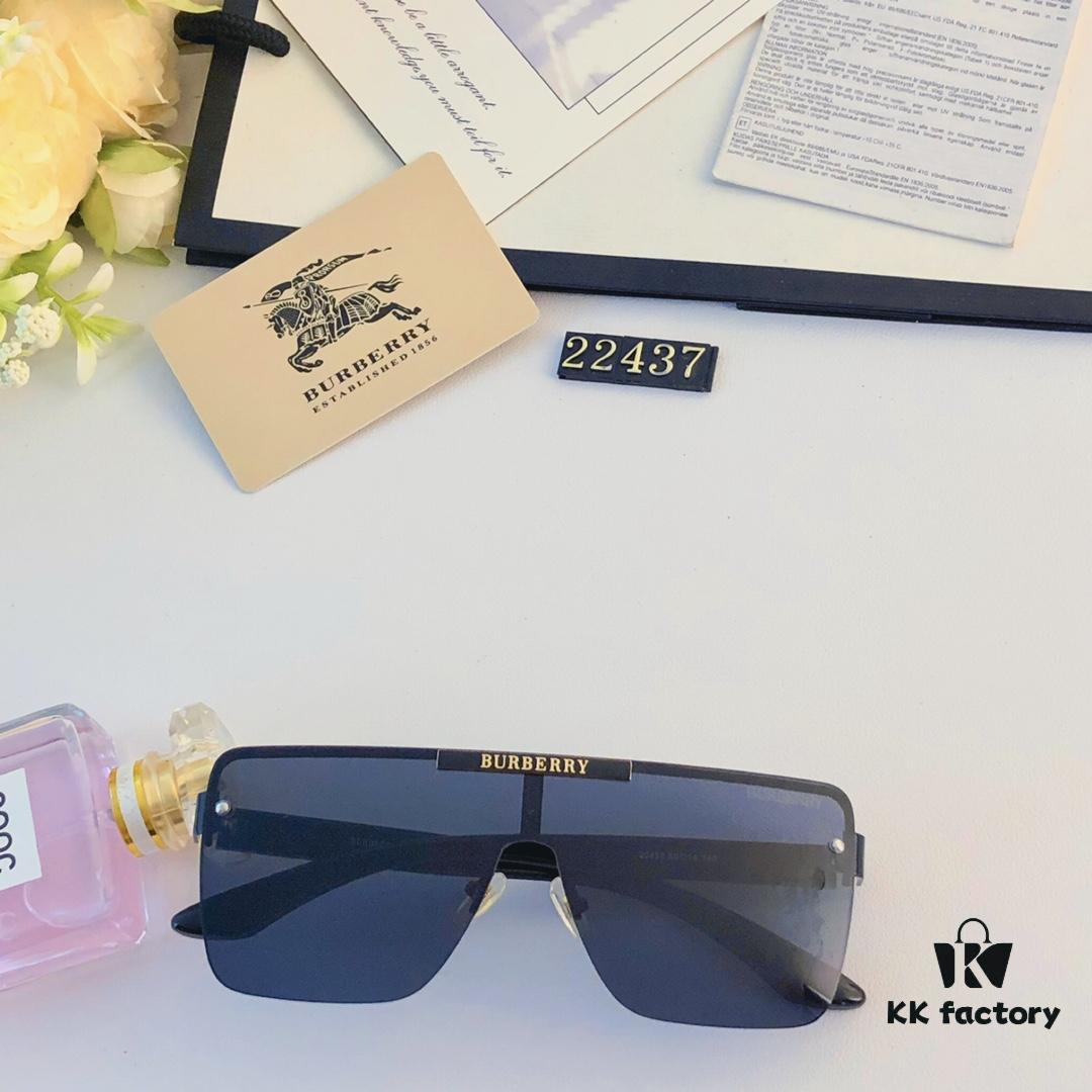 Burberry New Fashion One-Piece Sunglasses, Metal Casual Shades, Trendy Versatile Sun Protection Eyewear
