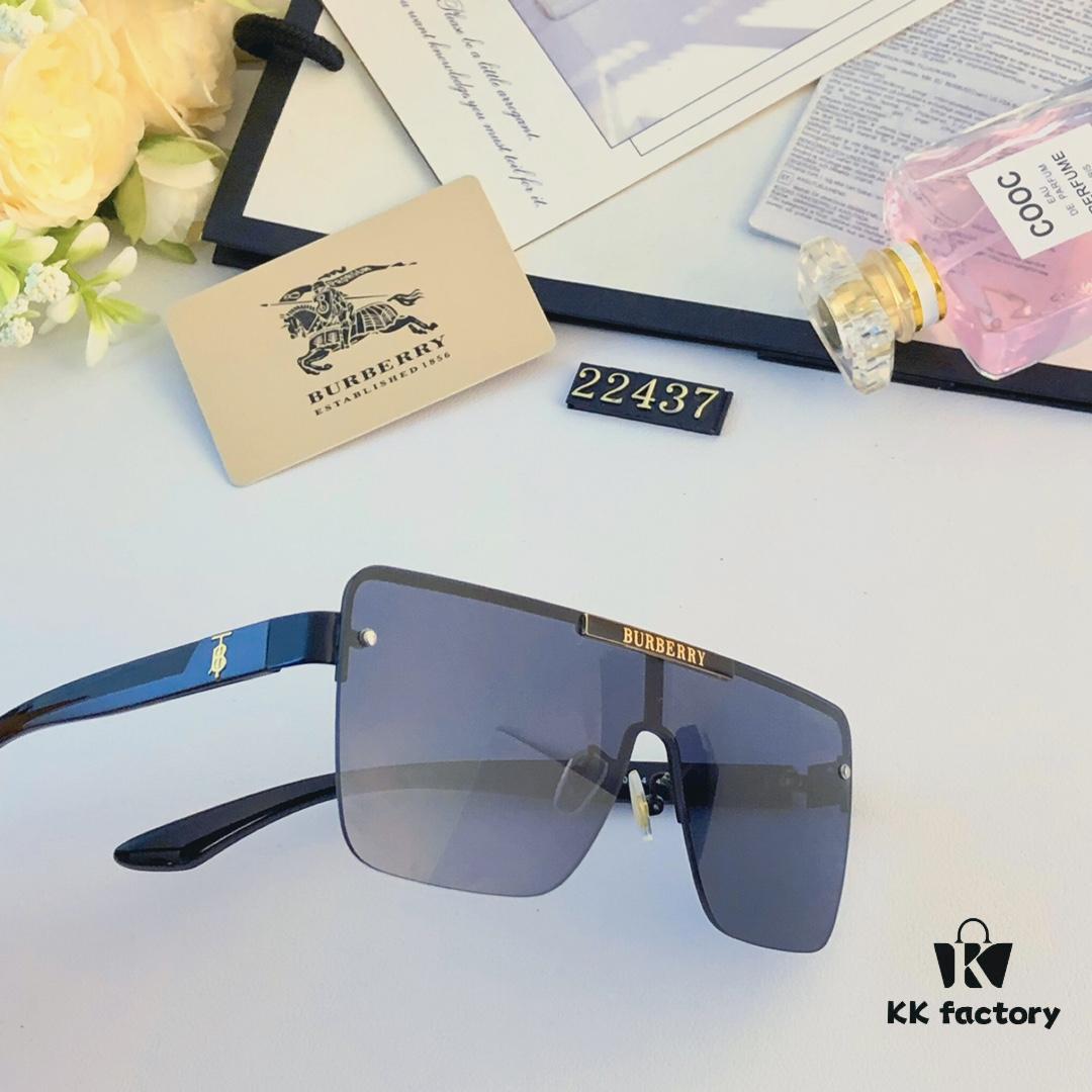 Burberry New Fashion One-Piece Sunglasses, Metal Casual Shades, Trendy Versatile Sun Protection Eyewear