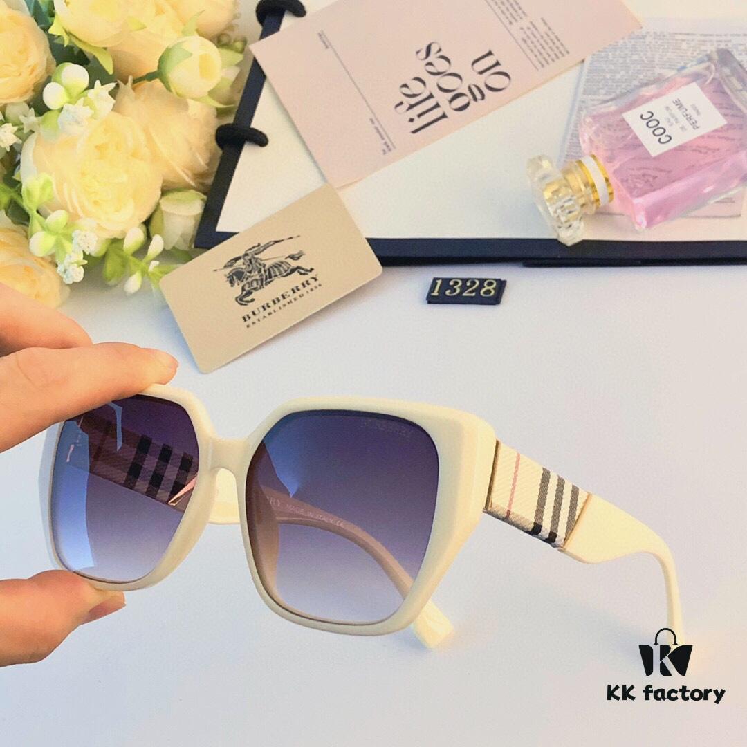 Burberry 2024 New Fashion Korean-Style Unisex Oversized Sunglasses for Women, Stylish UV-Protection Travel Sun Glasses