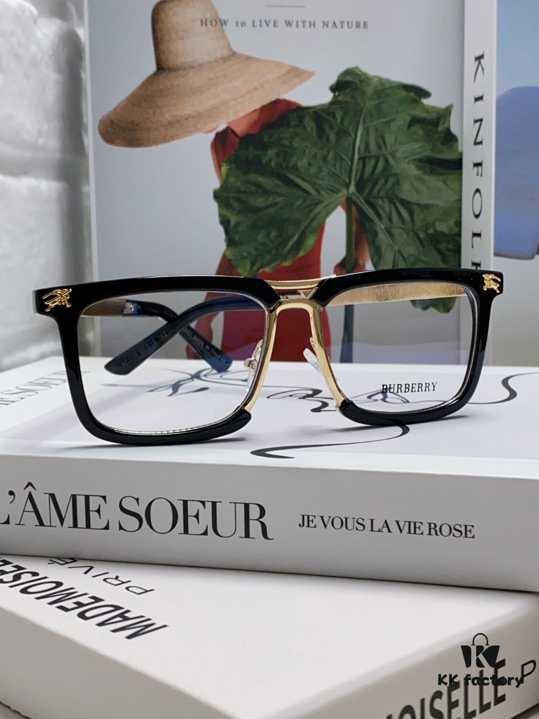 BURBERRY Full-Rim Metal Prescription Eyeglass Frame, Unisex Business Optical Glasses Frame