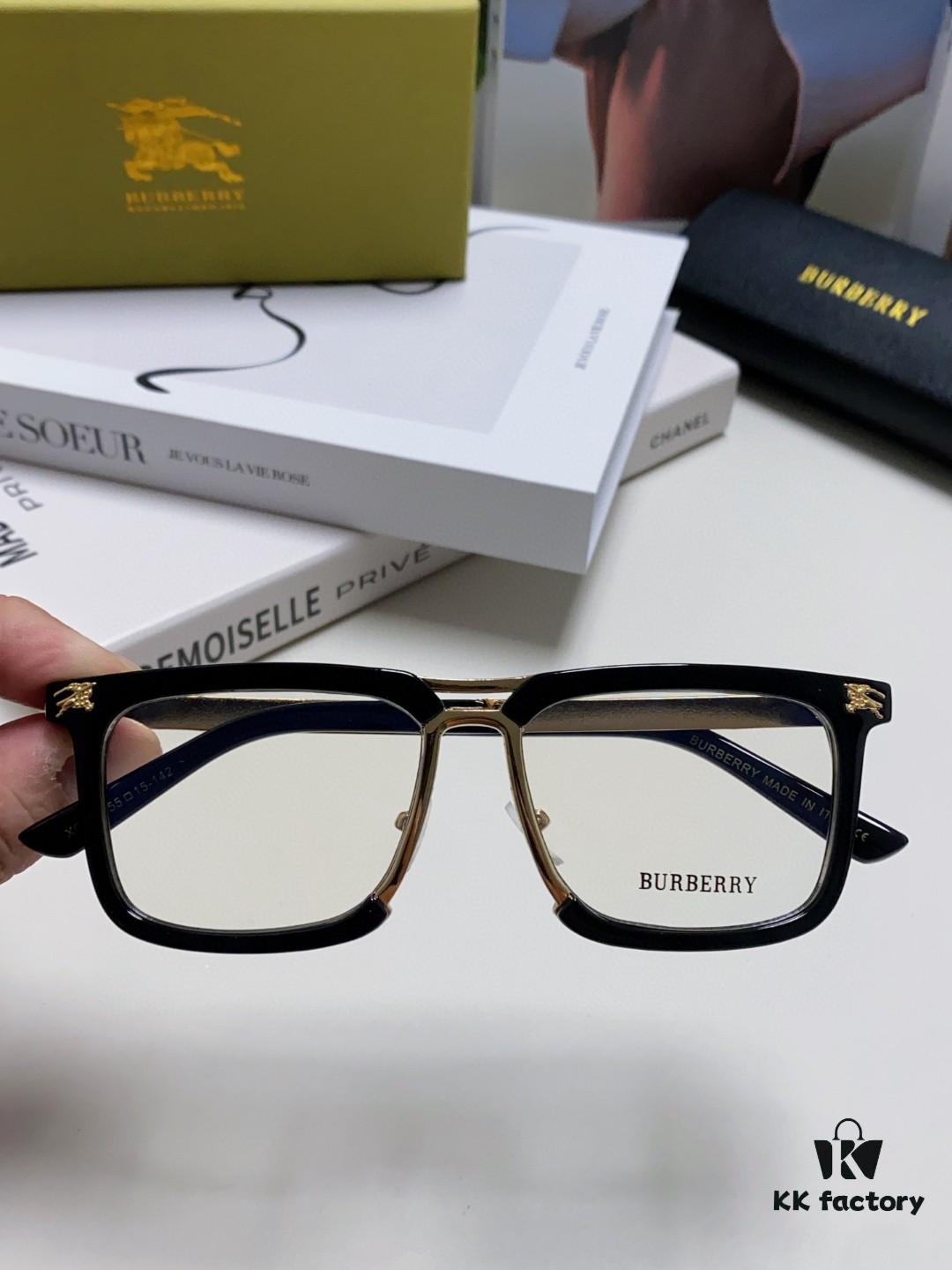 BURBERRY Full-Rim Metal Prescription Eyeglass Frame, Unisex Business Optical Glasses Frame