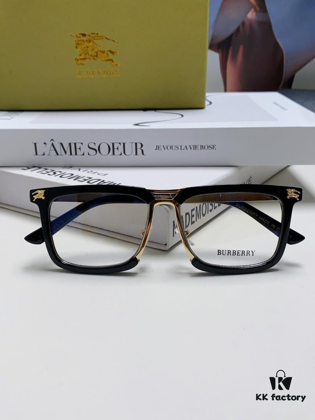 BURBERRY Full-Rim Metal Prescription Eyeglass Frame, Unisex Business Optical Glasses Frame