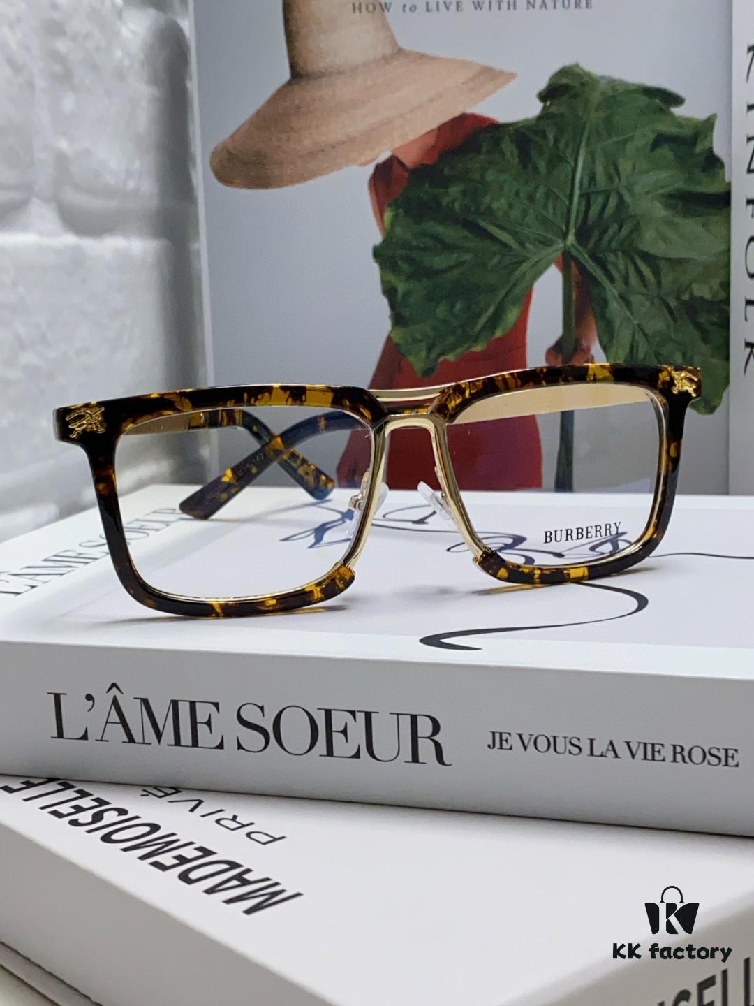 BURBERRY Full-Rim Metal Prescription Eyeglass Frame, Unisex Business Optical Glasses Frame Compatible with Sunglasses