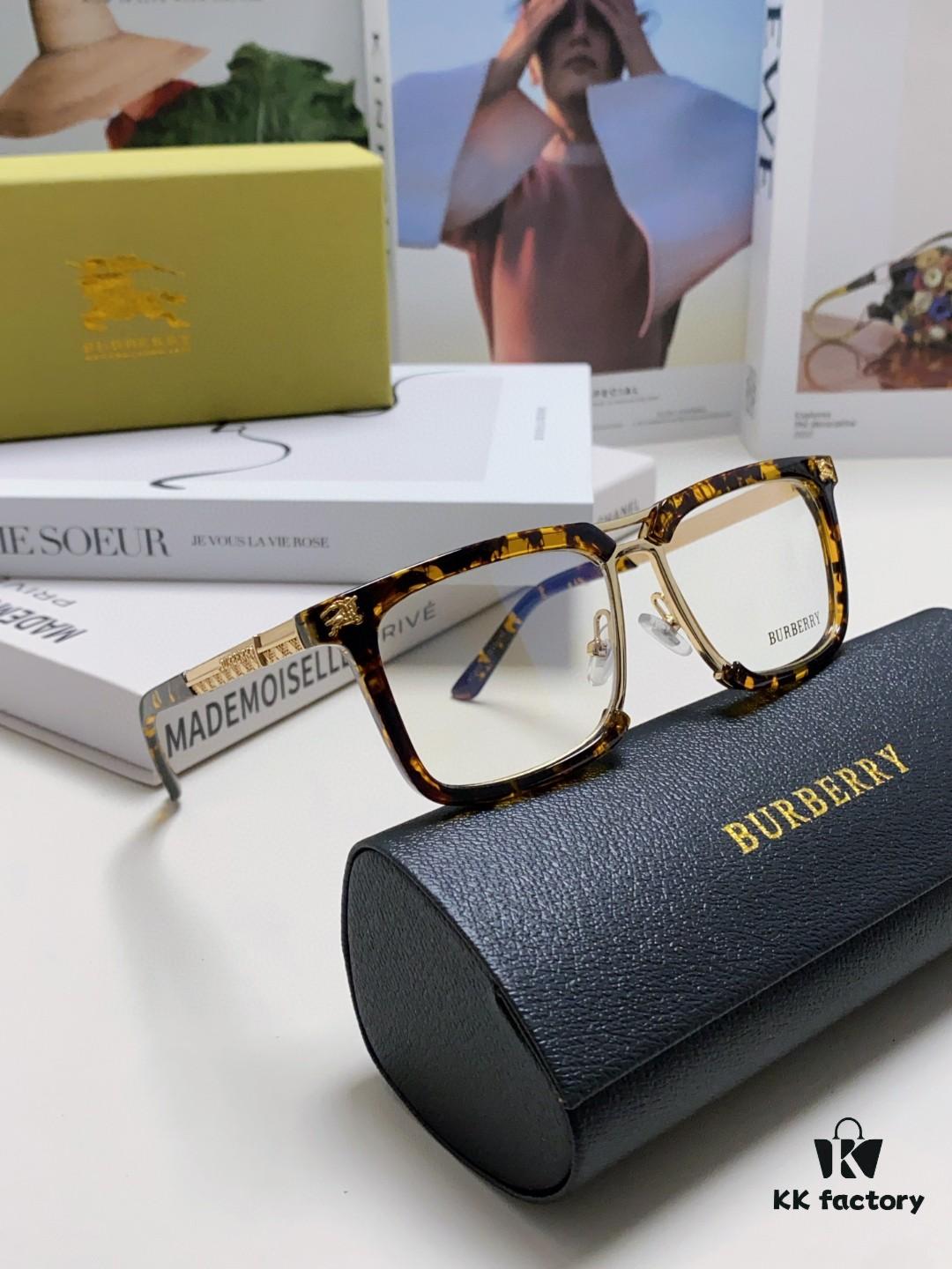 BURBERRY Full-Rim Metal Prescription Eyeglass Frame, Unisex Business Optical Glasses Frame Compatible with Sunglasses