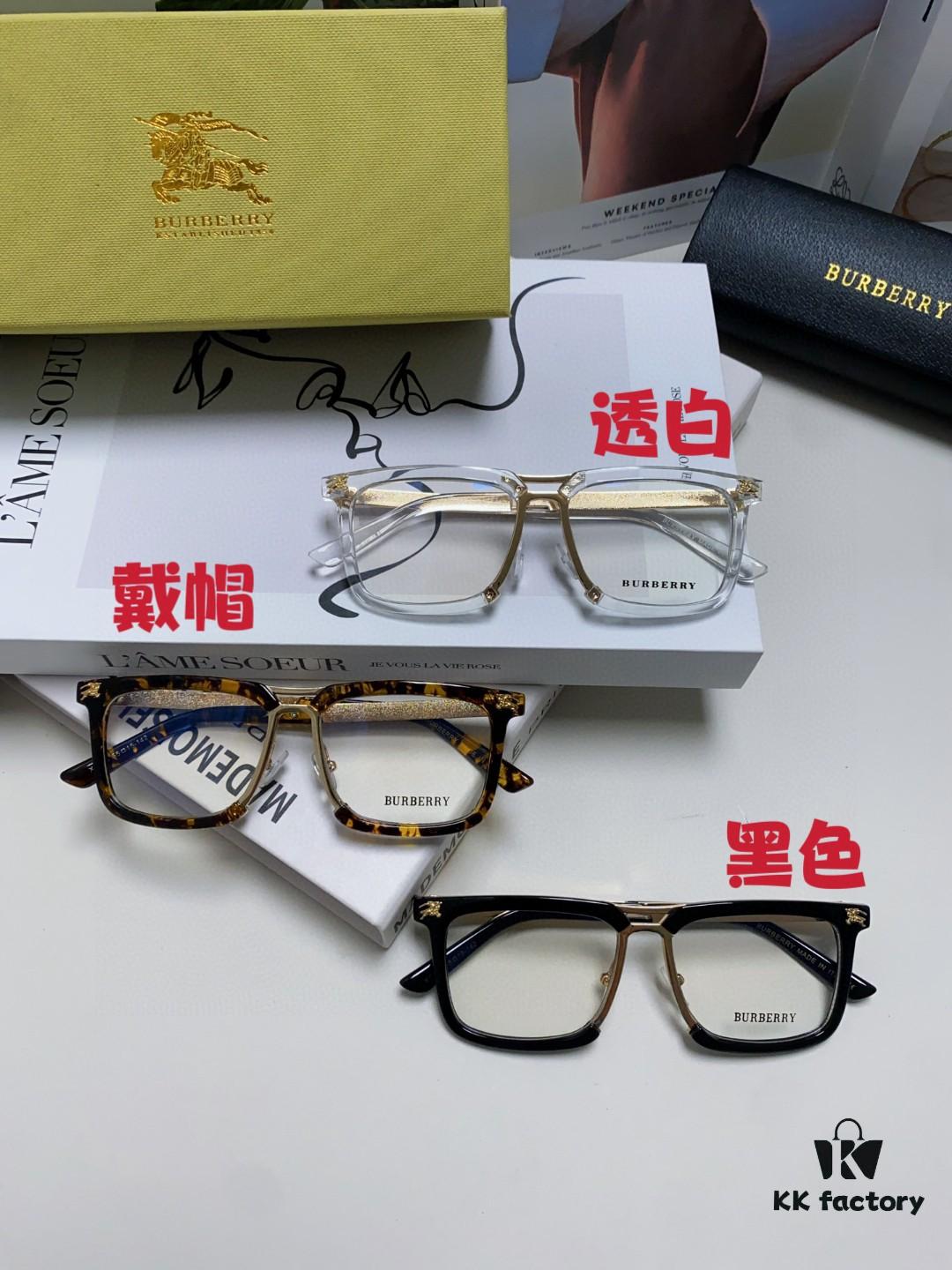 BURBERRY Full-Rim Metal Prescription Eyeglass Frame, Unisex Business Optical Glasses Frame Compatible with Sunglasses