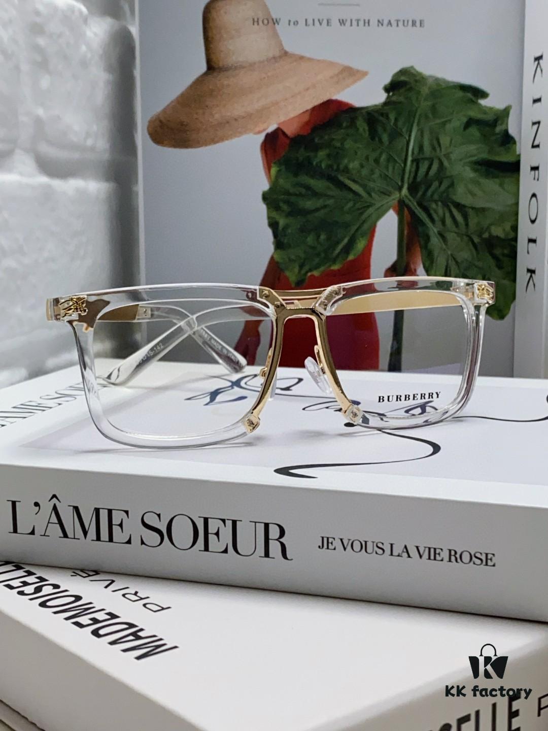 BURBERRY Full-Rim Metal Prescription Eyeglass Frame, Unisex Business Optical Glasses Frame