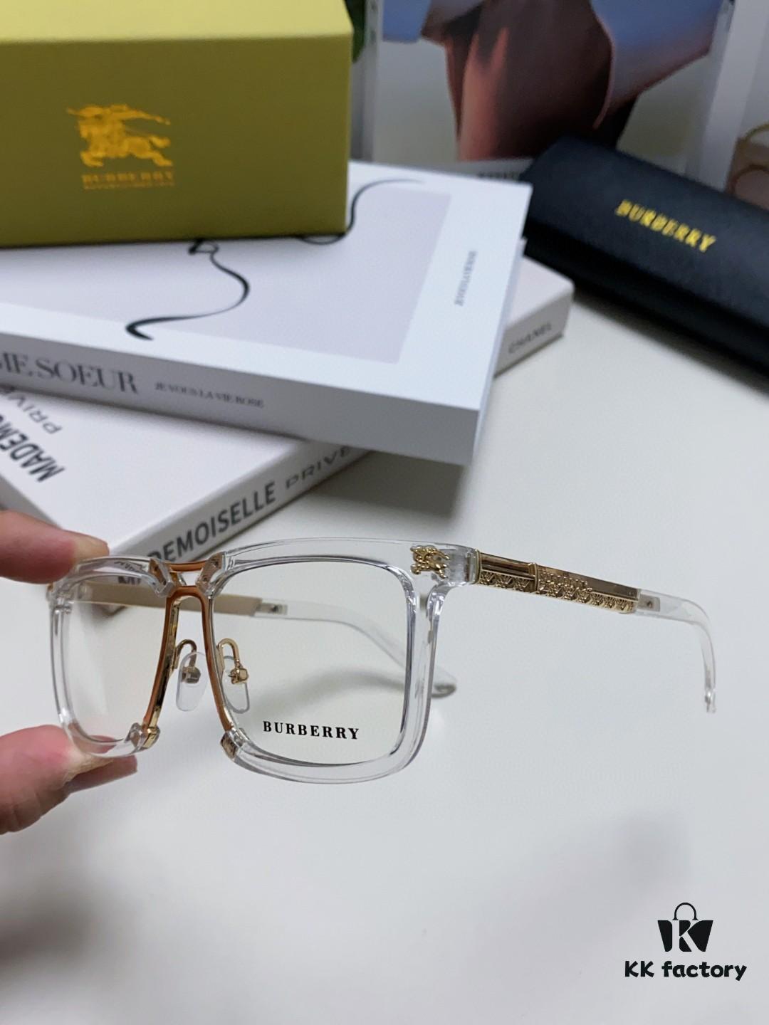 BURBERRY Full-Rim Metal Prescription Eyeglass Frame, Unisex Business Optical Glasses Frame