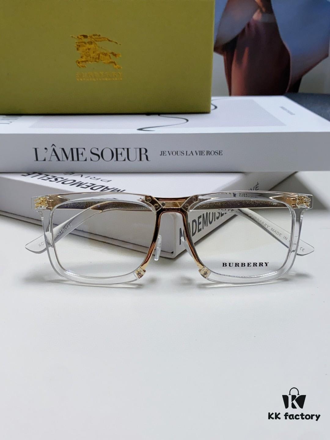 BURBERRY Full-Rim Metal Prescription Eyeglass Frame, Unisex Business Optical Glasses Frame