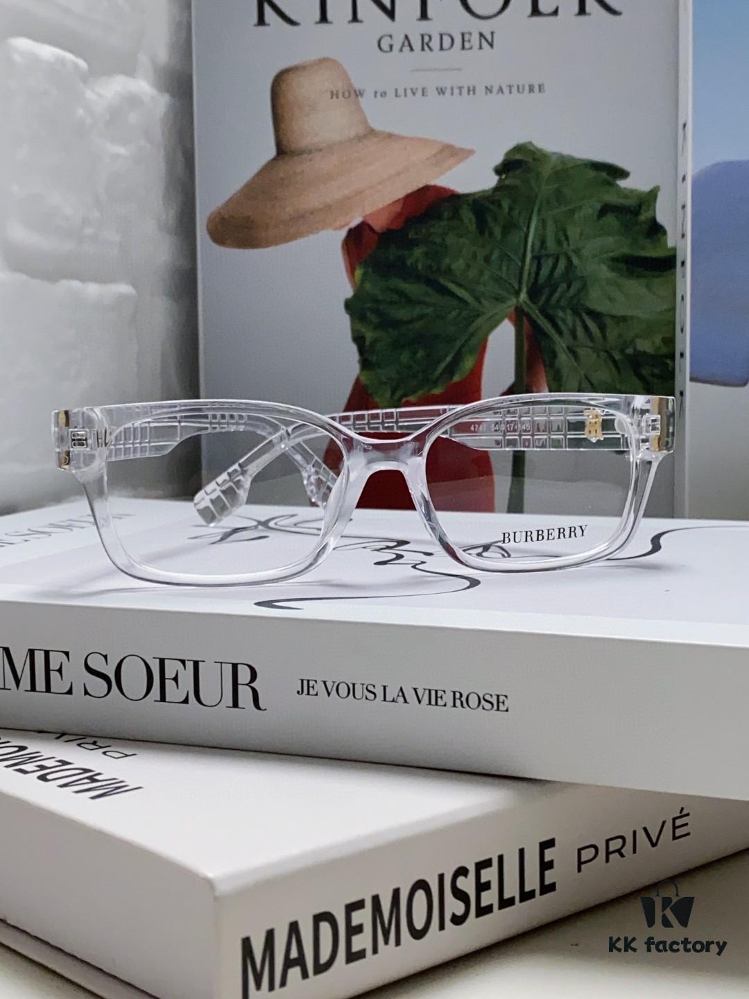 Burberry 2024 New Arrival High-Aesthetic Eyeglass Frame for Women, Large Frame Prescription-Compatible, Slimming Blue Light Blocking Optical Glasses, Non-Powered Sunglasses