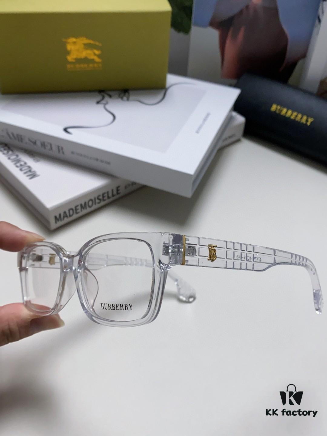 Burberry 2024 New Arrival High-Aesthetic Eyeglass Frame for Women, Large Frame Prescription-Compatible, Slimming Blue Light Blocking Optical Glasses, Non-Powered Sunglasses