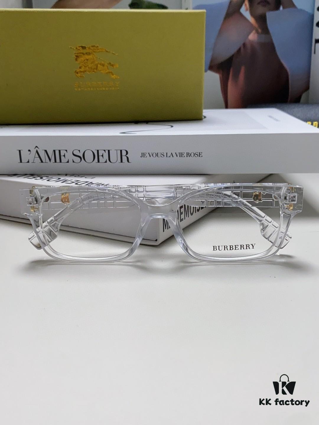 Burberry 2024 New Arrival High-Aesthetic Eyeglass Frame for Women, Large Frame Prescription-Compatible, Slimming Blue Light Blocking Optical Glasses, Non-Powered Sunglasses