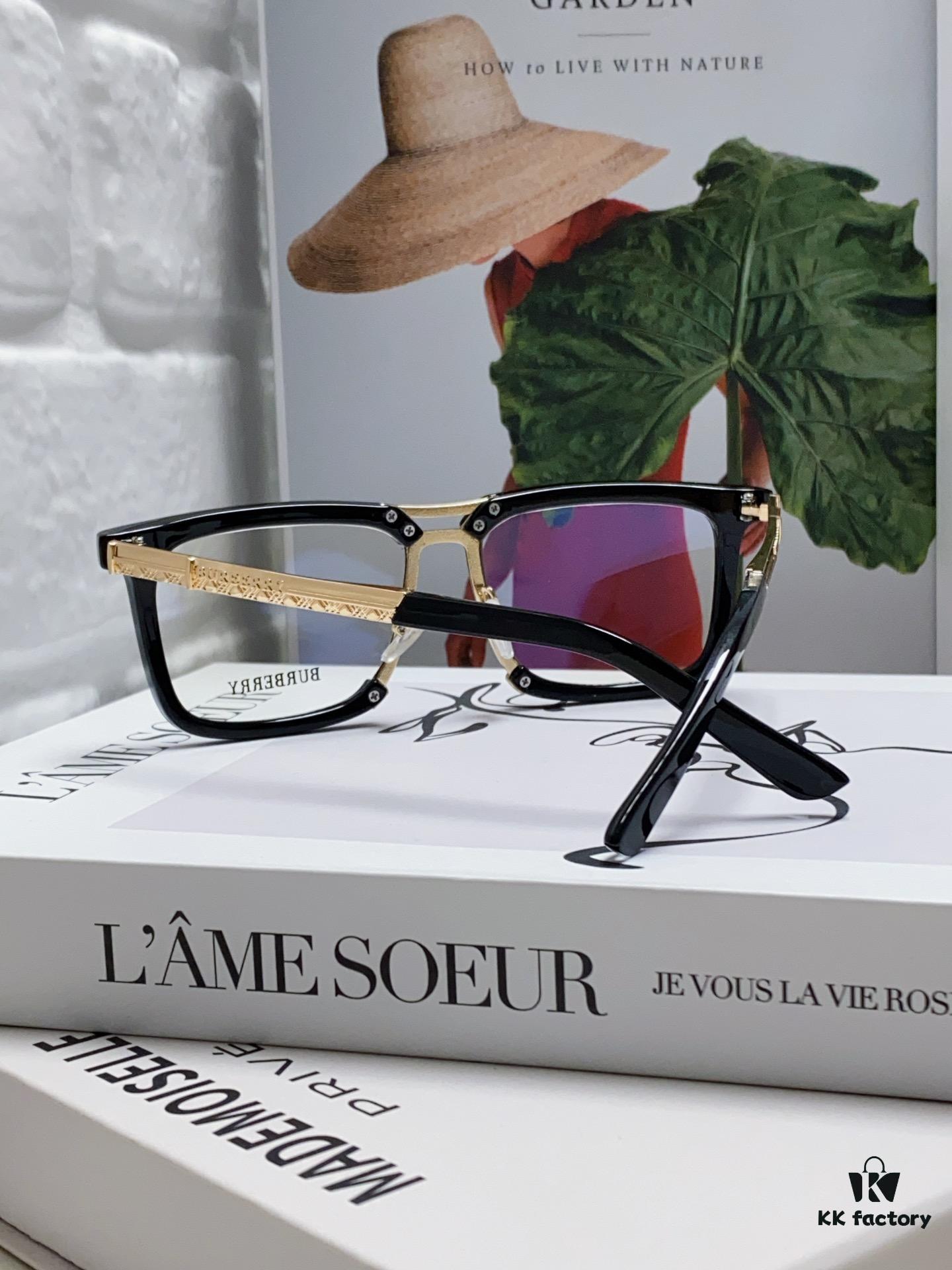 BURBERRY Full-Rim Metal Prescription Eyeglass Frame, Unisex Business Optical Glasses Frame