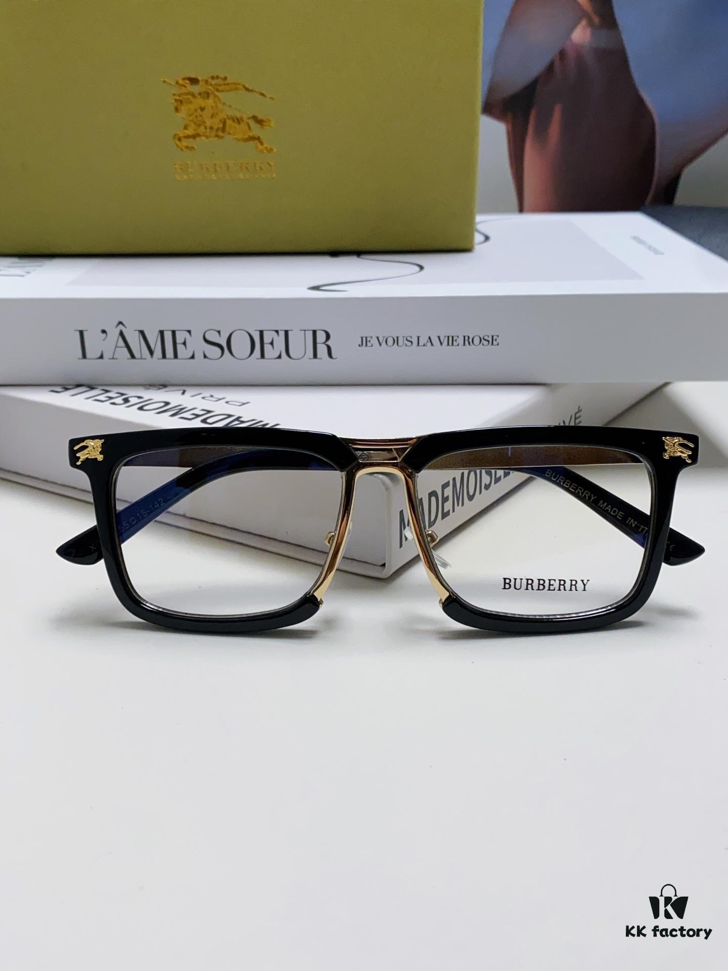 BURBERRY Full-Rim Metal Prescription Eyeglass Frame, Unisex Business Optical Glasses Frame