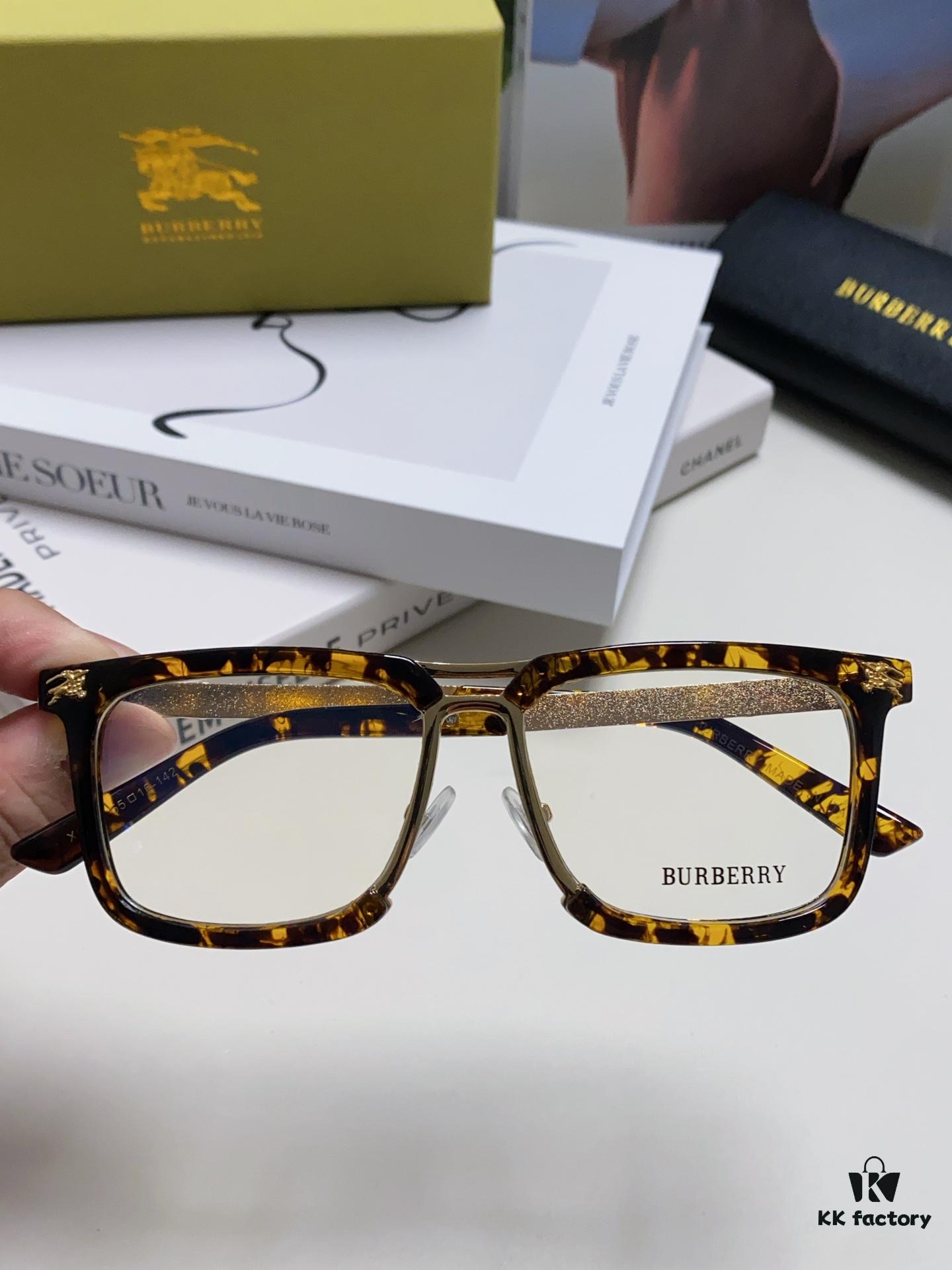 BURBERRY Full-Rim Metal Myopia Eyeglass Frame, Unisex Business Optical Glasses Frame Compatible with Prescription Lenses, Suitable for Eyeglasses or Sunglasses