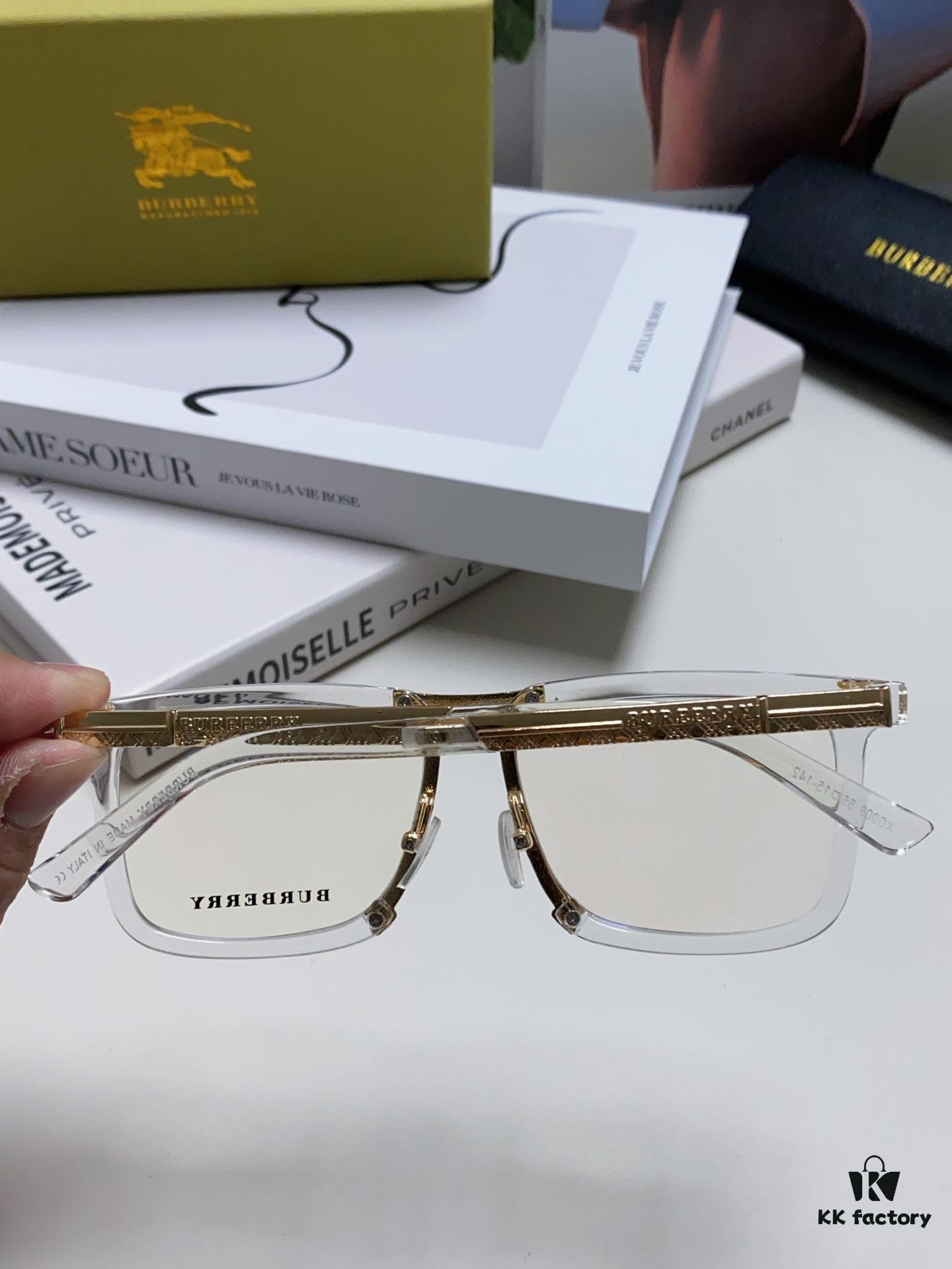 BURBERRY Full-Rim Metal Prescription Eyeglass Frame, Unisex Business Optical Glasses Frame