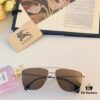 Burberry European and American Fashion Dual-Bridge Metal Men's Sunglasses, Trendy Pilot Shades for Street Photography and Driving