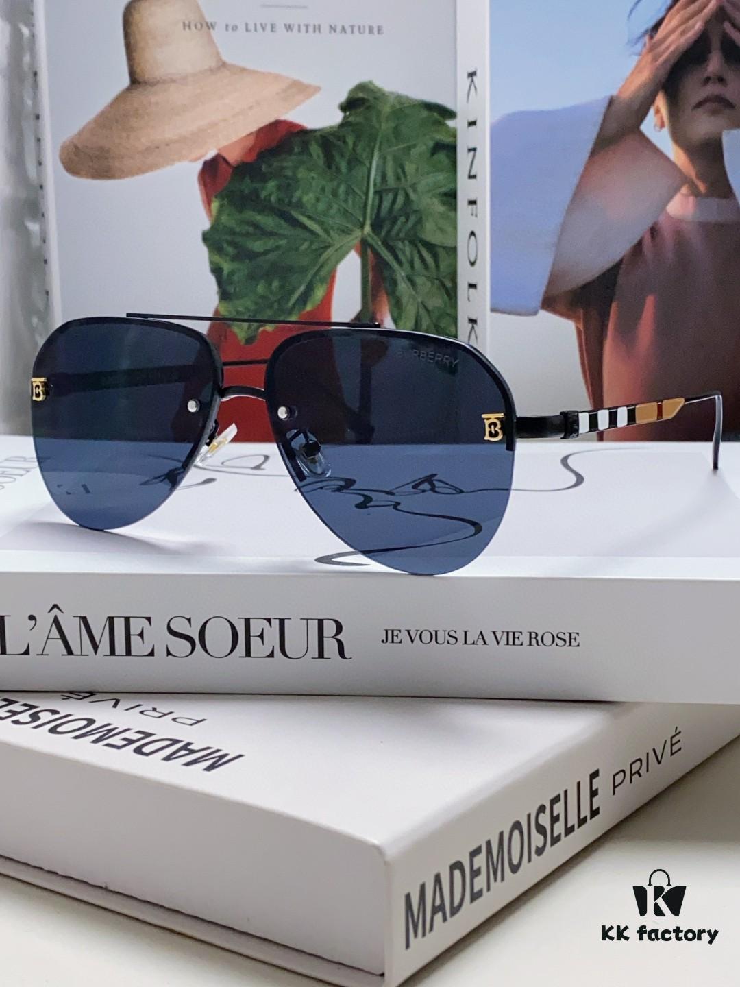 Burberry Round Frame 🎶 New One-Piece Driving Sunglasses, Must-Have Style for Men and Women, Celebrity-Favorite Aviator Sun Glasses