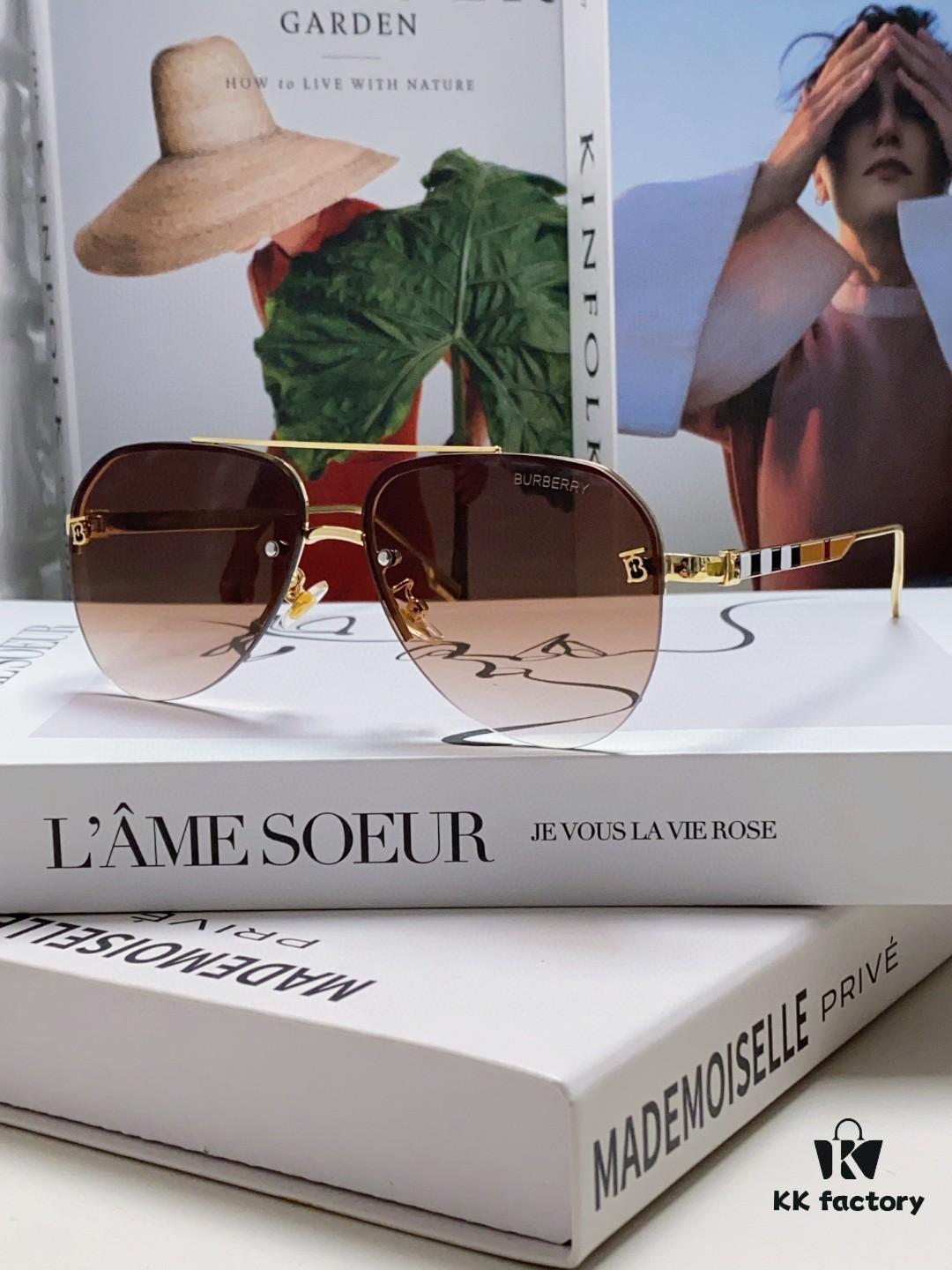 Burberry Round Frame 🎶 New One-Piece Driving Sunglasses, Must-Have Style for Travel, Worn by Numerous Celebrities, Unisex Aviator Sun Glasses