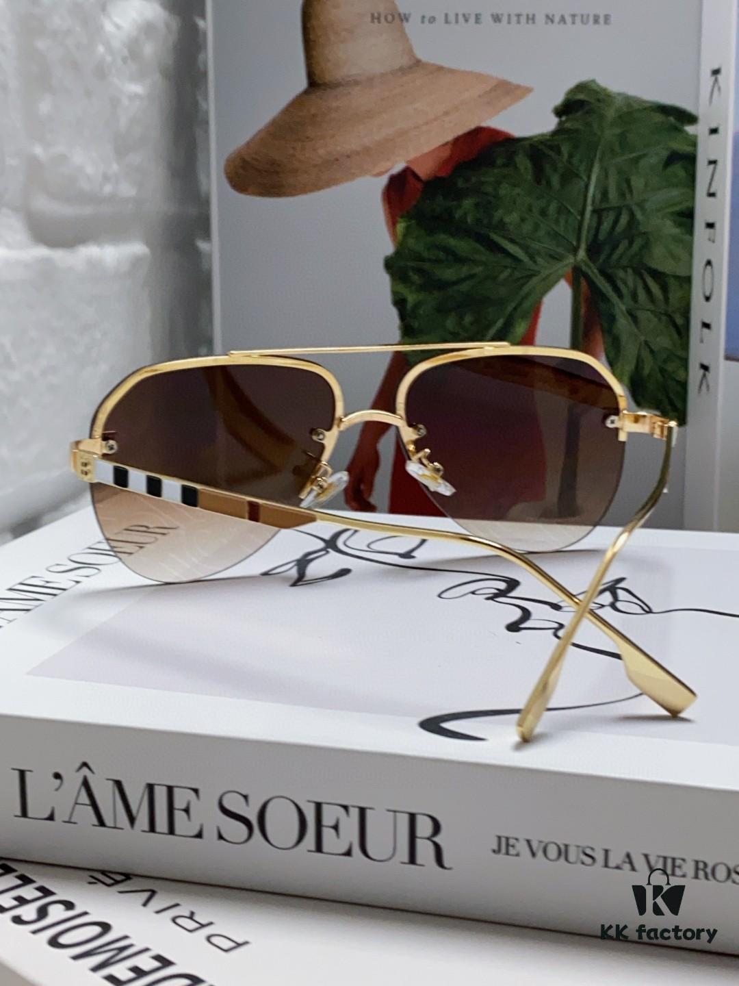 Burberry Round-frame New One-piece Driving Sunglasses, Must-have for Travel, Popularized by Multiple Celebrities, Unisex Aviator Sun Glasses