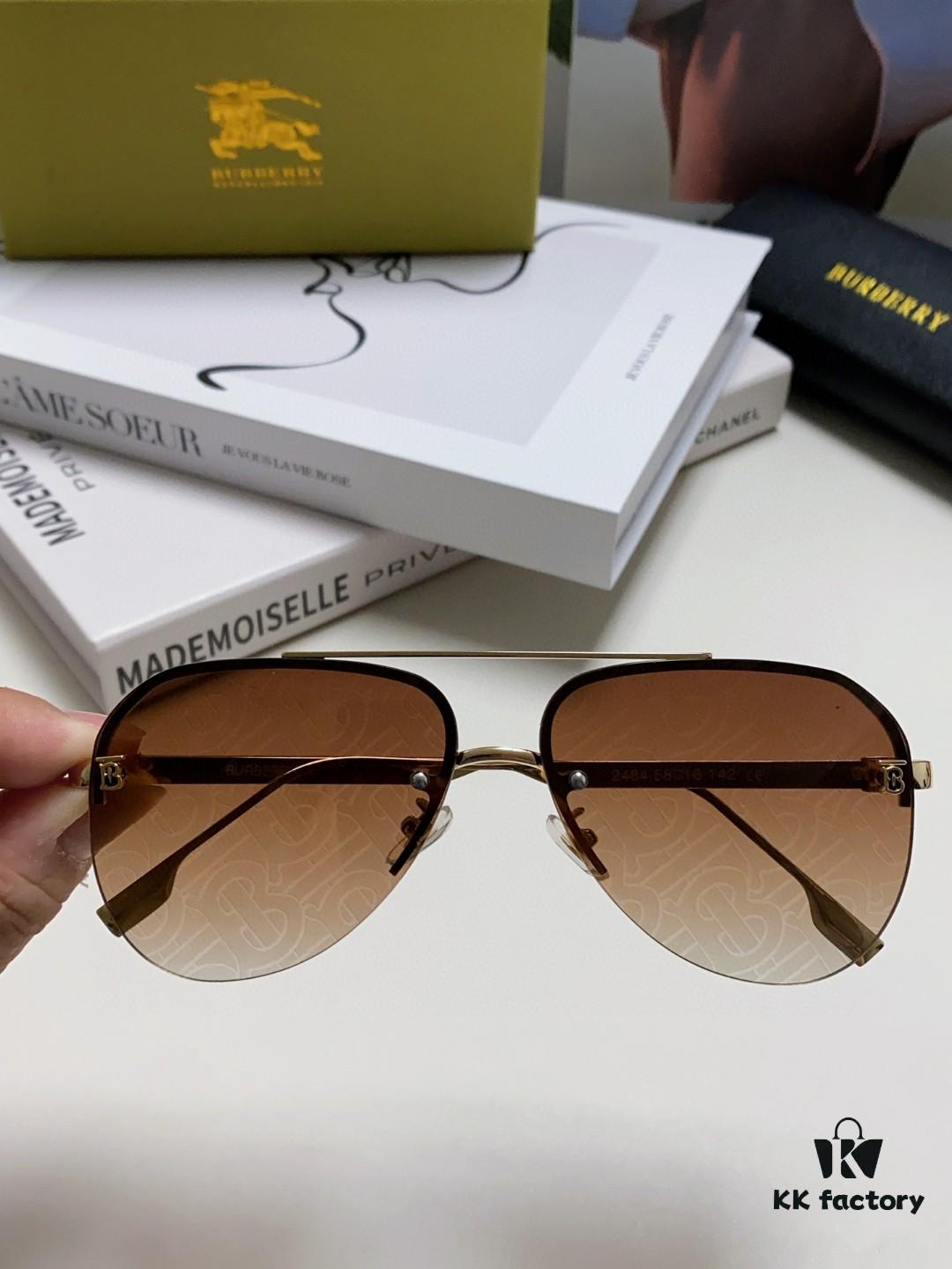 Burberry Round-frame New One-piece Driving Sunglasses, Must-have for Travel, Popularized by Multiple Celebrities, Unisex Aviator Sun Glasses