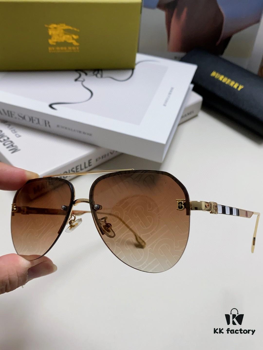 Burberry Round-frame New One-piece Driving Sunglasses, Must-have for Travel, Popularized by Multiple Celebrities, Unisex Aviator Sun Glasses