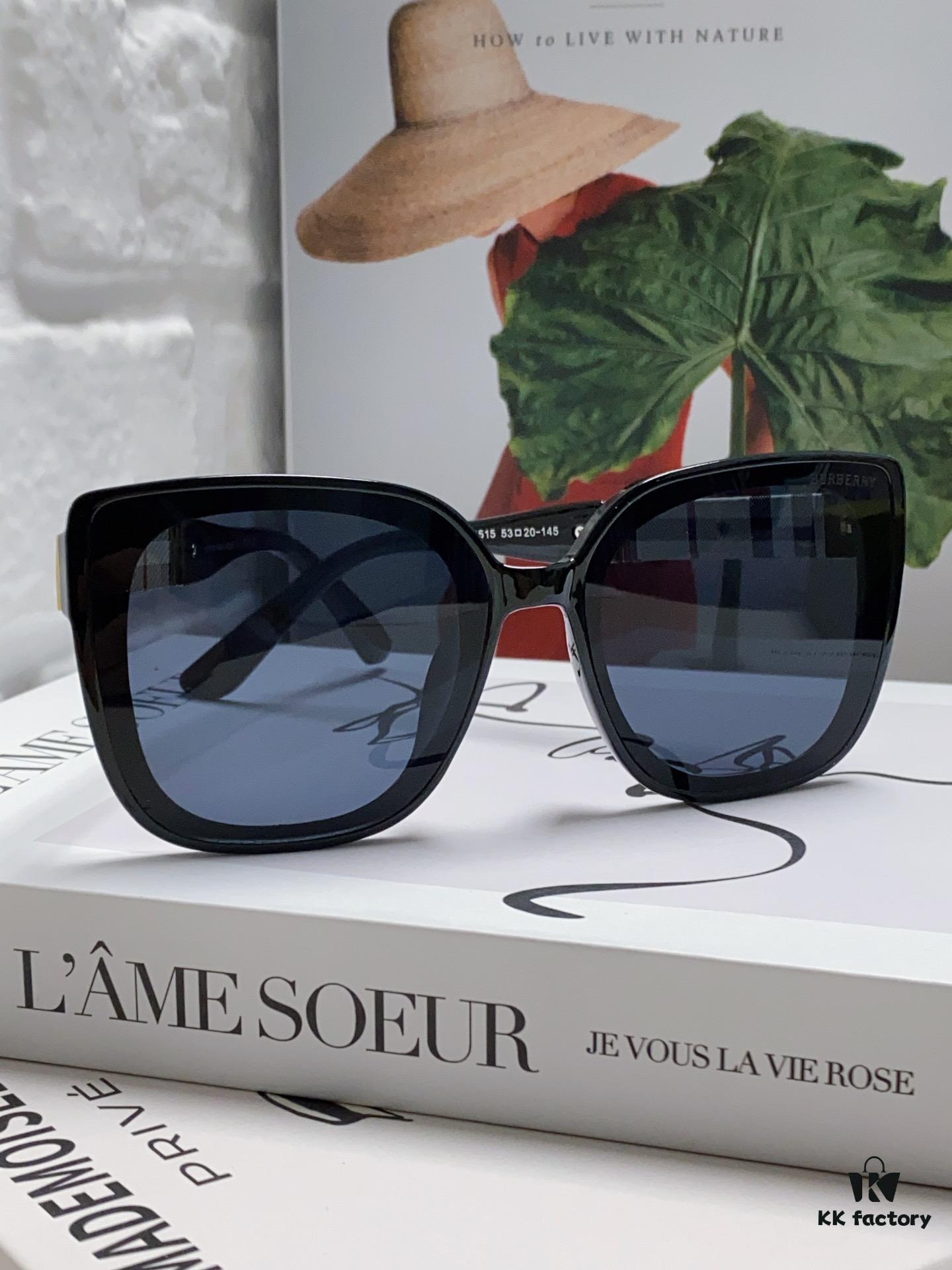 Burberry 2024 New Korean-Style Oversized Wide-Leg Stylish Fast-Fashion Nobility Unisex Sunglasses, Slimming Trendy Sun Glasses with Horse Logo and Classic Check Pattern