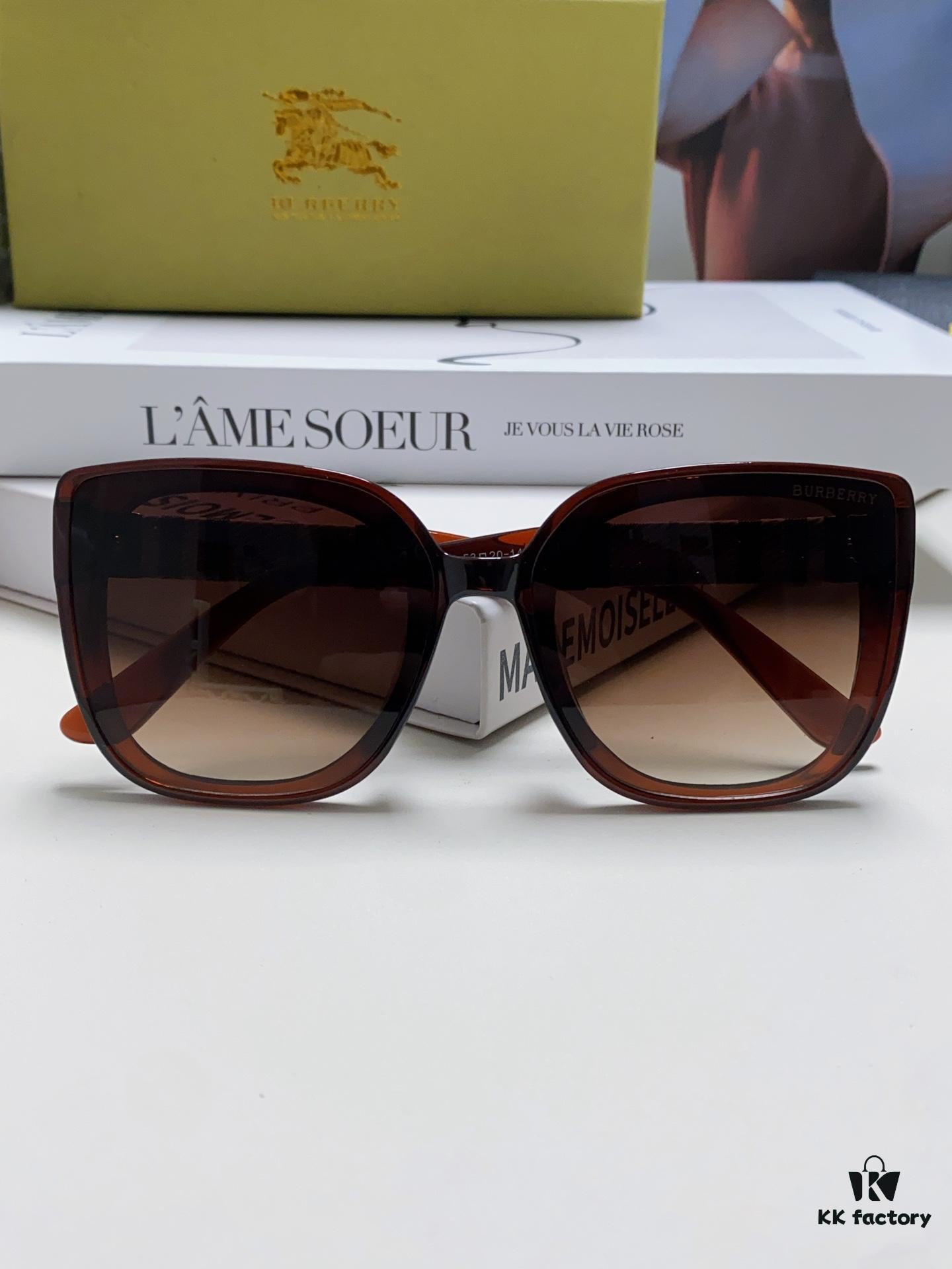 Burberry 2024 New Korean-Style Oversized Wide-Leg Stylish Fast-Fashion Sunglasses Unisex Celebrity-Inspired Slimming Sun Glasses with Horse Logo and Classic Check Pattern