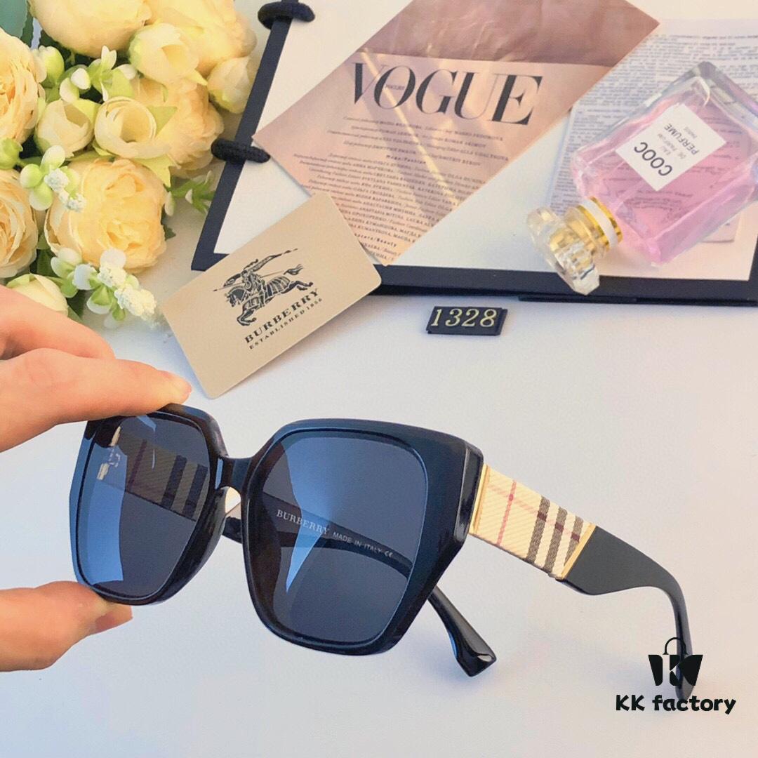 Burberry 2024 New Fashion Korean-Style Large-Frame Sunglasses for Women, Stylish UV-Protection Sun Glasses