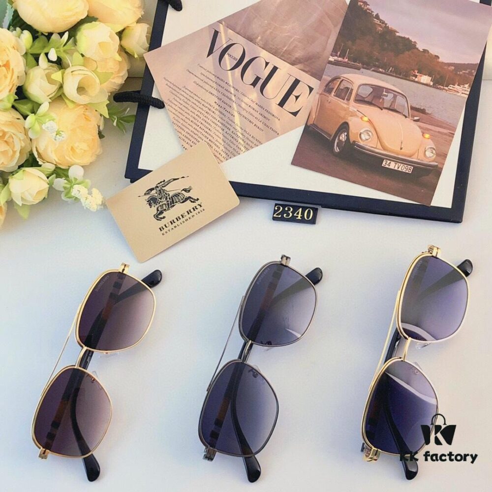 Burberry New Double-Bridge Square Oversized Sunglasses Unisex Casual Travel Shades