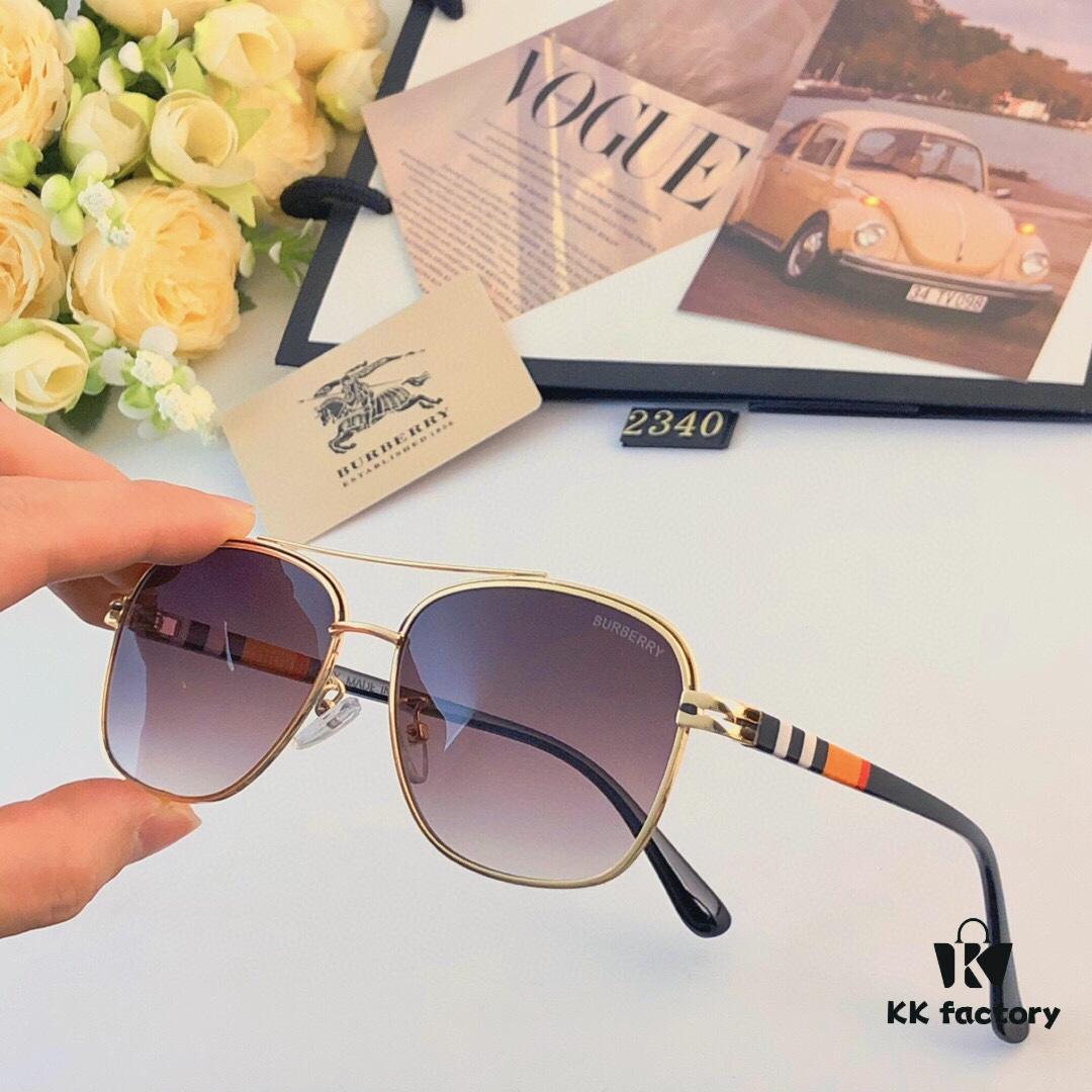 Burberry New Double-Bridge Square Oversized Sunglasses Unisex Casual Travel Shades