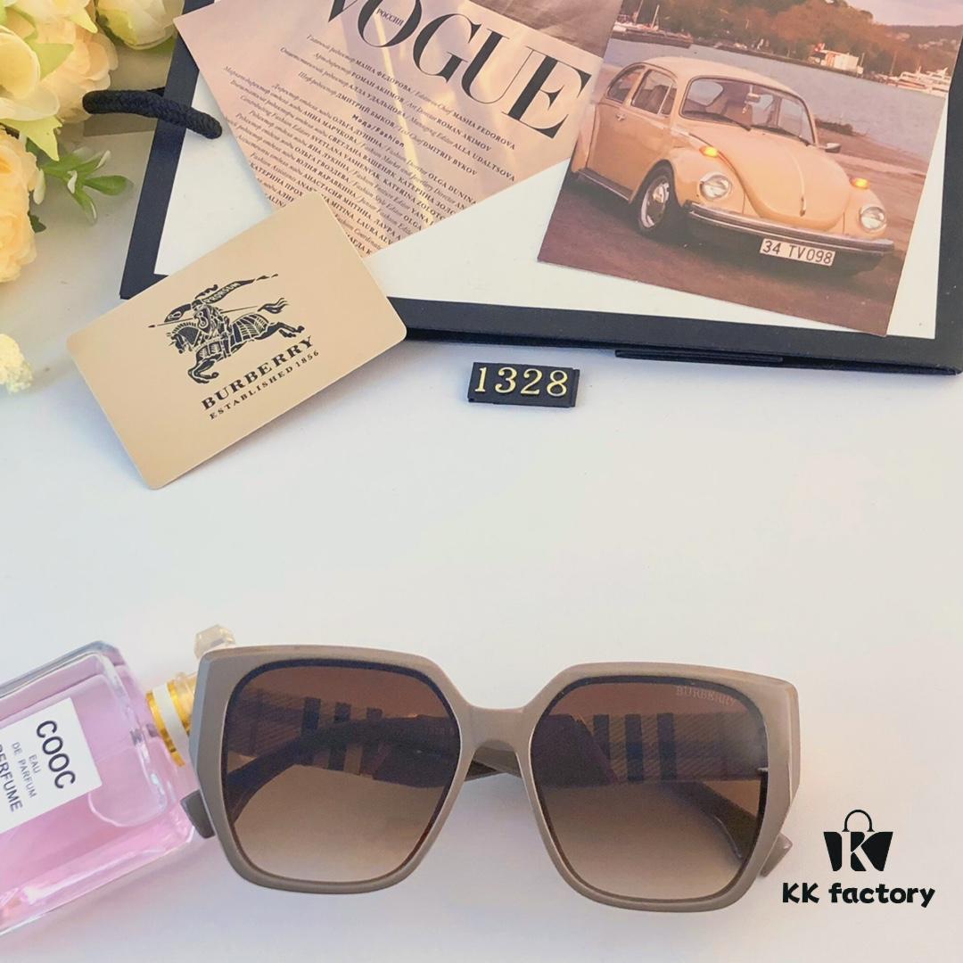 Burberry Style Korean Fashion Oversized Sunglasses for Long Face, Slimming UV Protection Sun Glasses Popular on Instagram