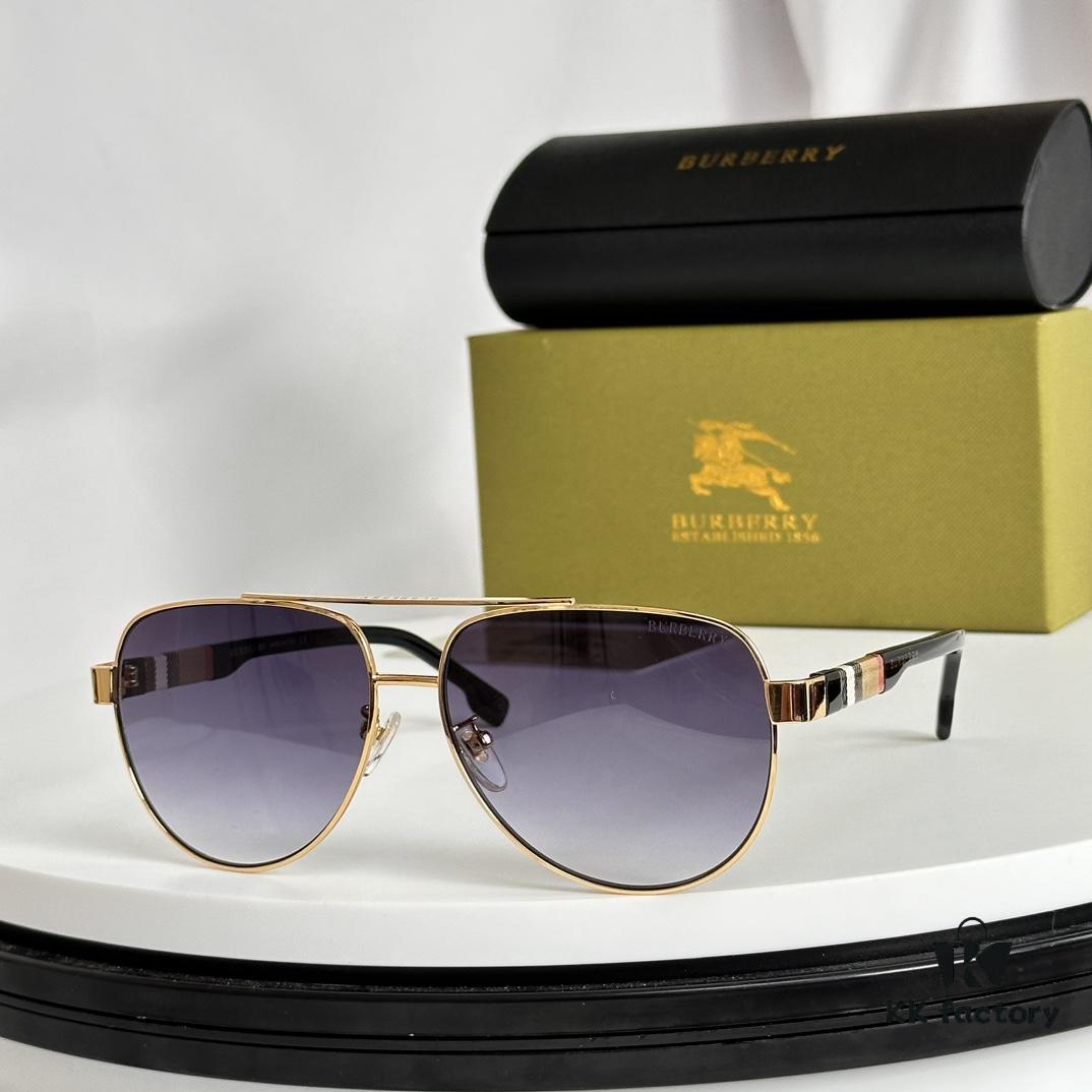 Burberry Men's Authentic Pattern Aviator Sunglasses BE4212