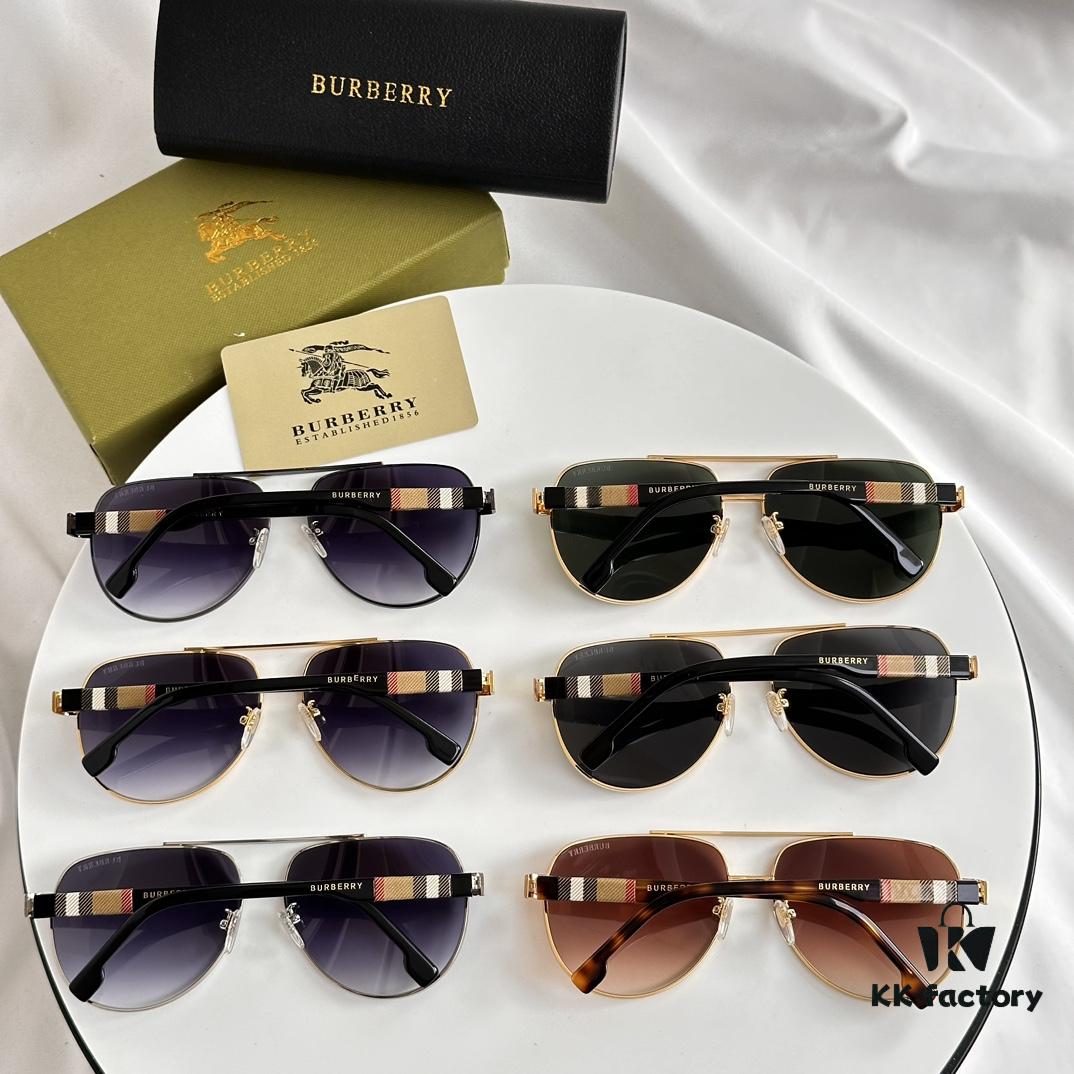 Burberry Men's Authentic Pattern Aviator Sunglasses BE4212