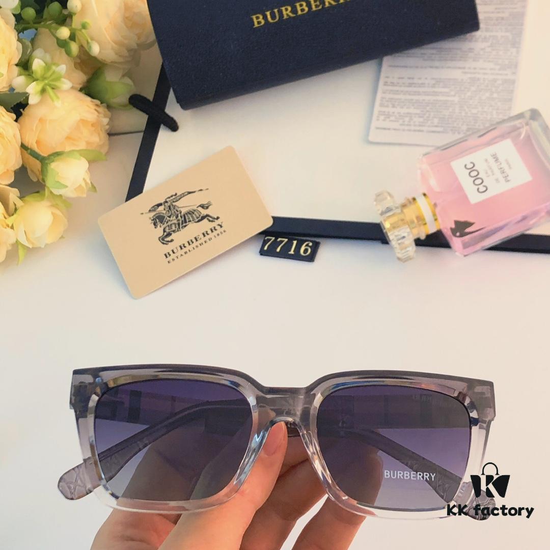 Burberry 2024 European and American Fashion Square Oversized Vintage Polarized Sunglasses with UV Protection, Stylish Unisex Sunglasses for Couples