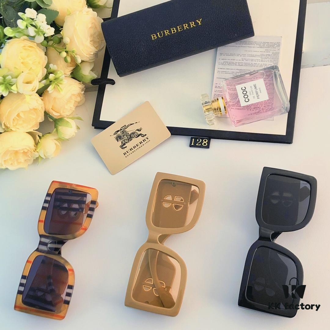 Burberry Trendy Unisex Sunglasses for Men and Women, Fashionable Large B Design UV Protection Shades, Slimming Effect Sunglasses for Parties and Gatherings