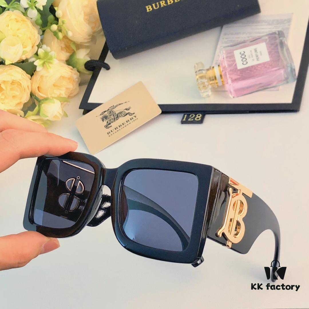 Burberry Trendy Unisex Sunglasses for Men and Women, Fashionable Large B Design UV Protection Shades, Slimming Effect Sunglasses for Parties and Gatherings