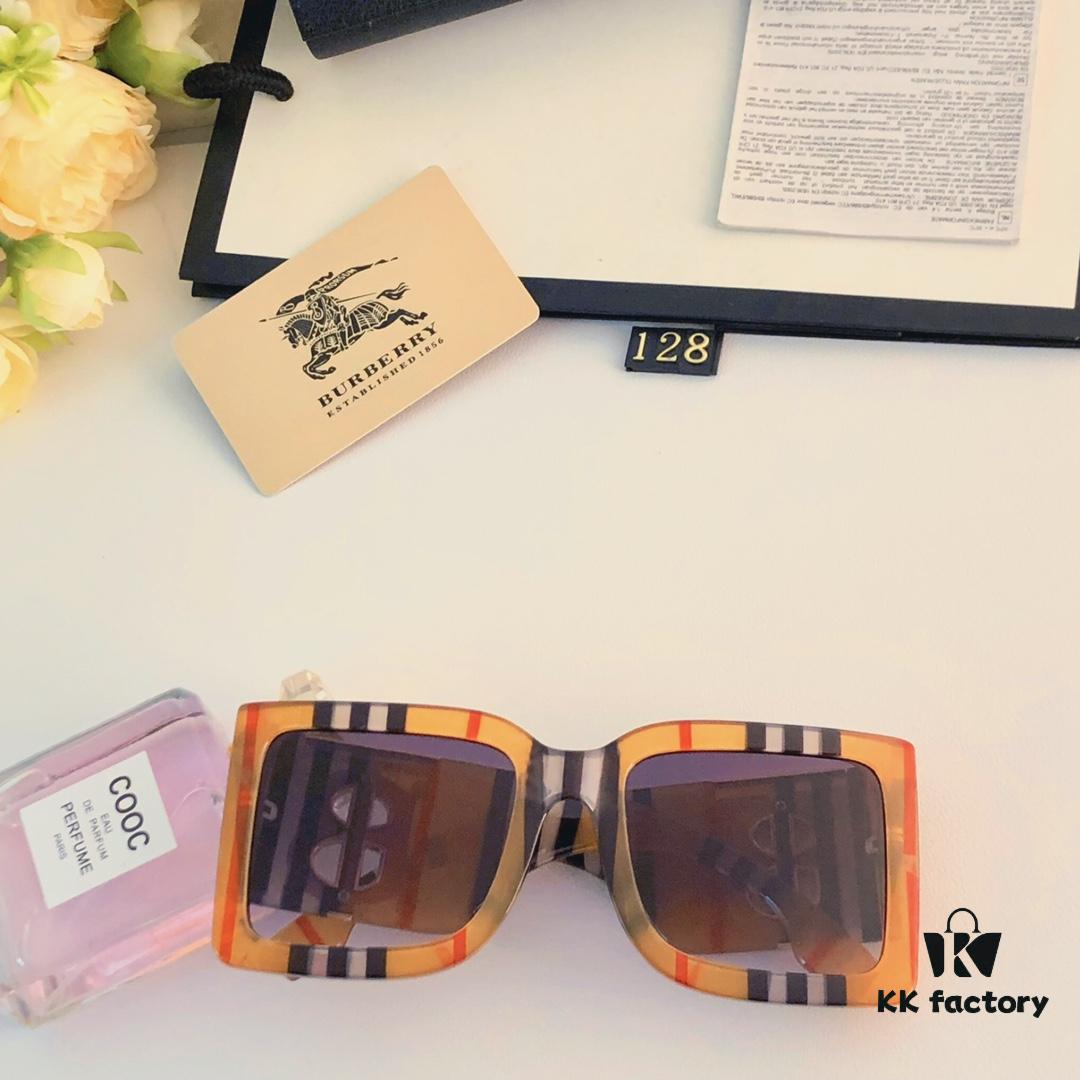 Burberry Trendy Unisex Sunglasses for Men and Women, Fashionable Large B Design UV Protection Shades, Slimming Effect Sunglasses for Parties and Gatherings