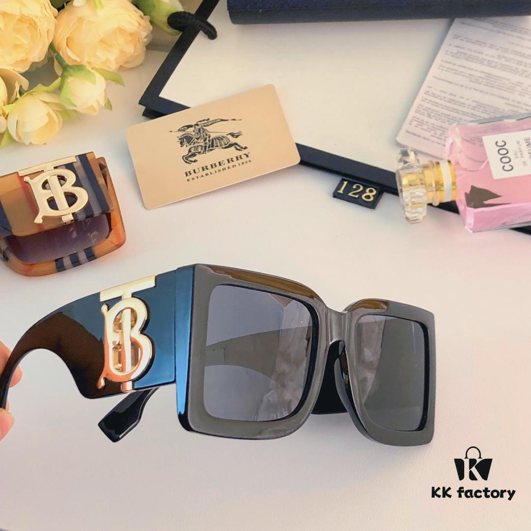 Burberry Trendy Unisex Sunglasses for Men and Women, Fashionable Large B Design UV Protection Shades, Slimming Effect Sunglasses for Parties and Gatherings