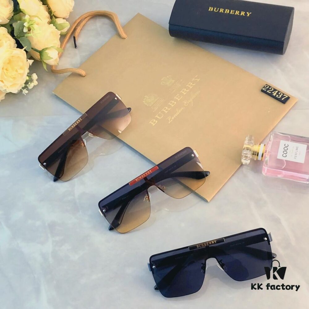 Burberry Oversized Square Retro Sunglasses for Women, Fashion One-Piece Windproof Sun Glasses, Trendy Large Frame Shades for Men and Women, Popular Influencer Style