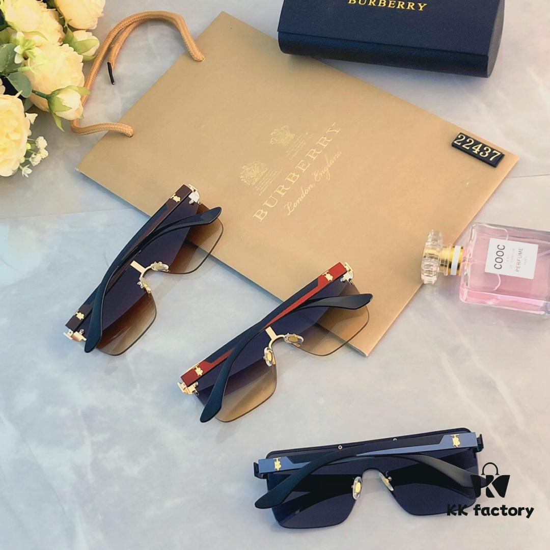 Burberry Oversized Square Retro Sunglasses for Women, Fashion One-Piece Windproof Sun Glasses, Trendy Large Frame Shades for Men and Women, Popular Influencer Style