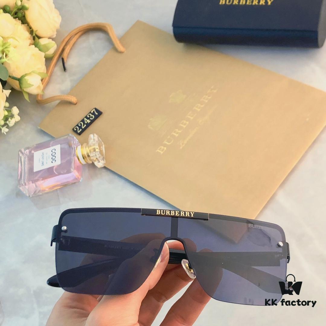 Burberry Oversized Square Retro Sunglasses for Women, Fashion One-Piece Windproof Sun Glasses, Trendy Large Frame Shades for Men and Women, Popular Influencer Style