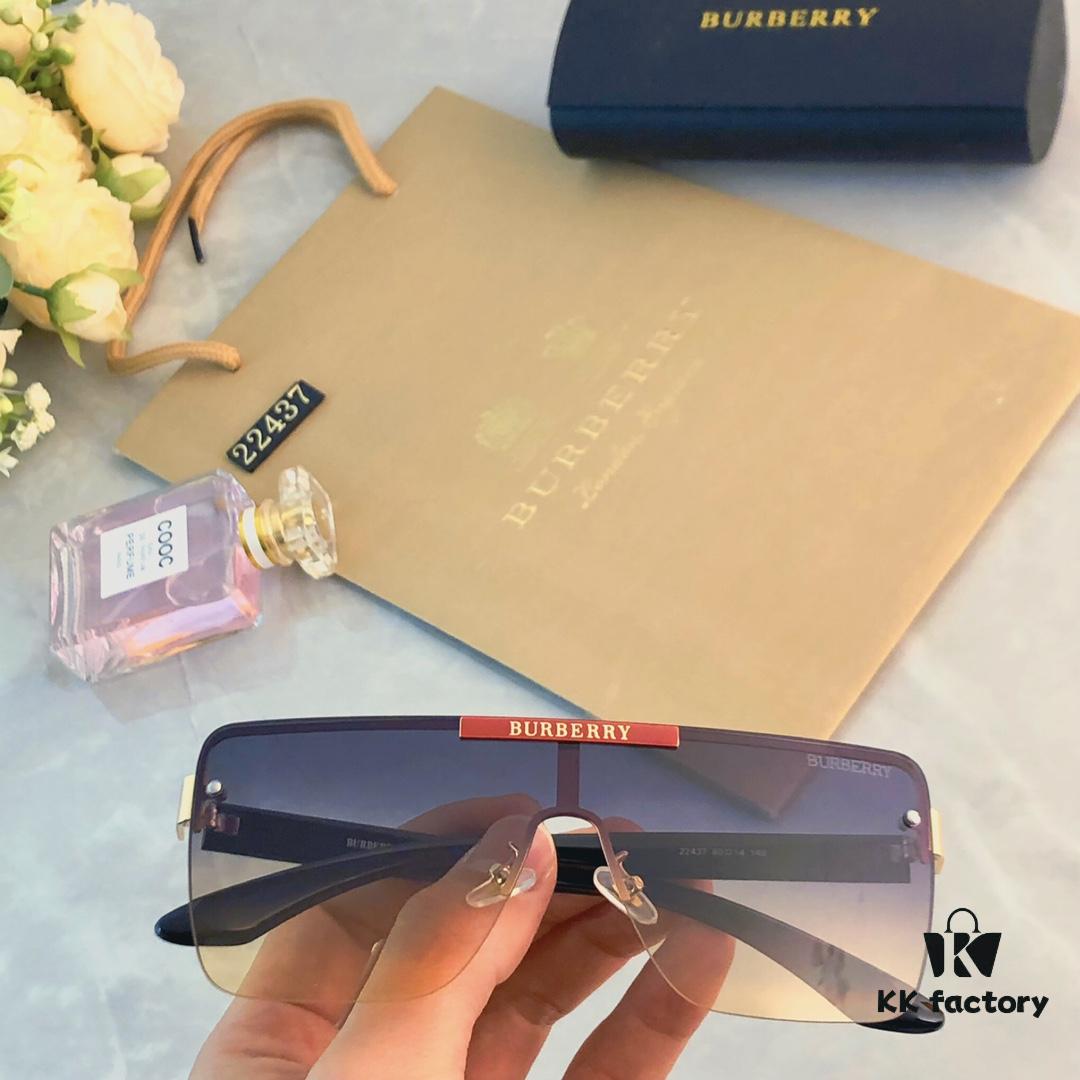 Burberry Oversized Square Retro Sunglasses for Women, Fashion One-Piece Windproof Sun Glasses, Trendy Large Frame Shades for Men and Women, Popular Influencer Style