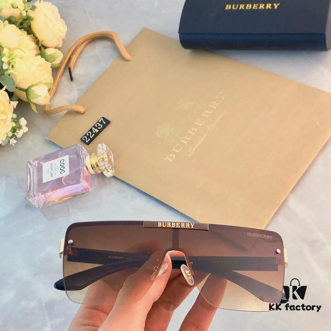 Burberry Oversized Square Retro Sunglasses for Women, Fashion One-Piece Windproof Sun Glasses, Trendy Large Frame Shades for Men and Women, Popular Influencer Style