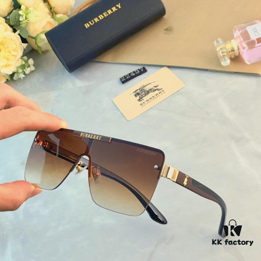 Burberry Oversized Square Retro Sunglasses for Women, Fashion One-Piece Windproof Sun Glasses, Trendy Large Frame Shades for Men and Women, Popular Influencer Style