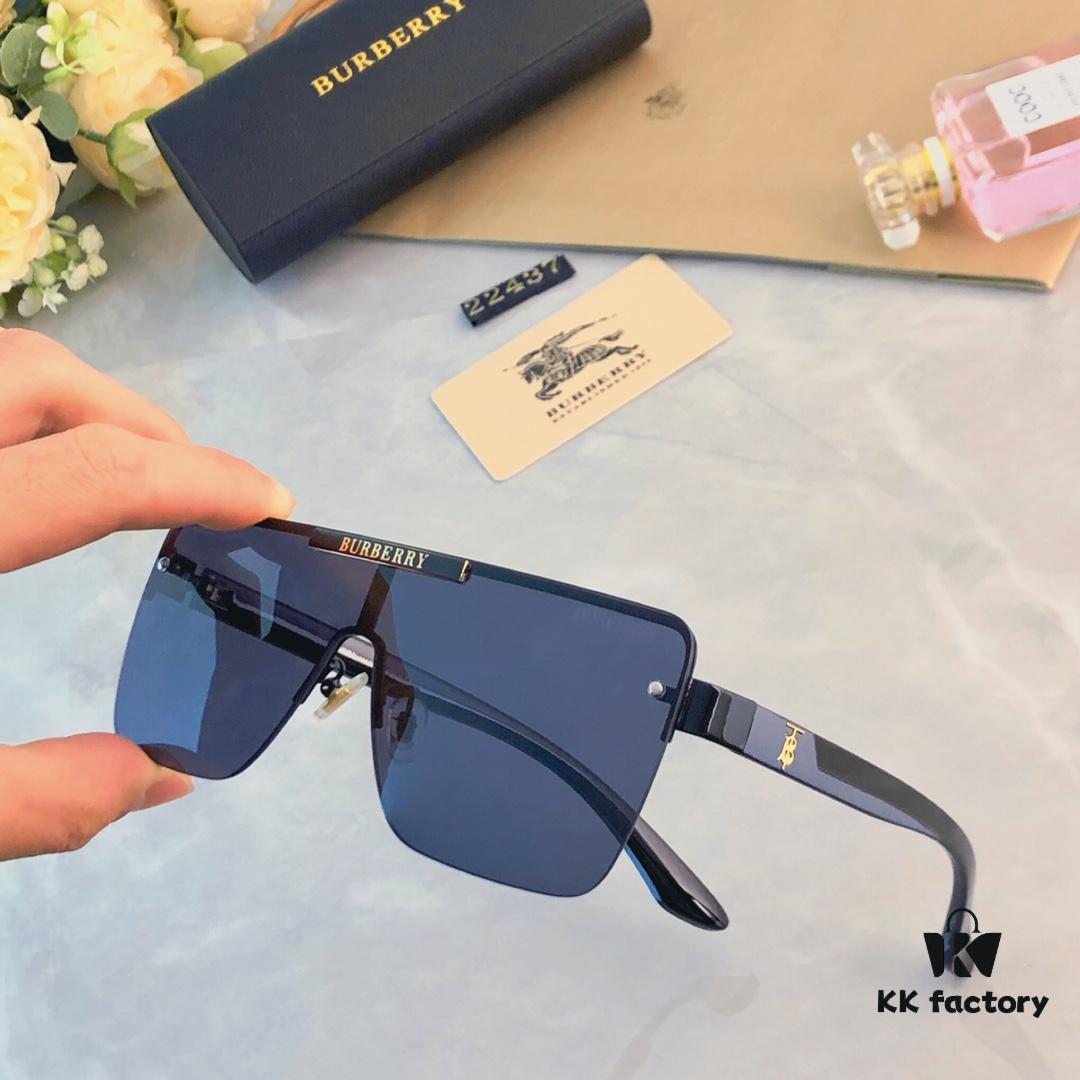 Burberry Oversized Square Retro Sunglasses for Women, Fashion One-Piece Windproof Sun Glasses, Trendy Large Frame Shades for Men and Women, Popular Influencer Style