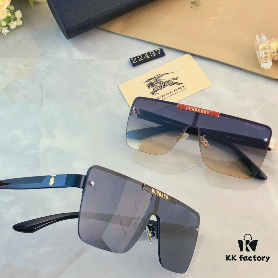 Burberry Oversized Square Retro Sunglasses for Women, Fashion One-Piece Windproof Sun Glasses, Trendy Large Frame Shades for Men and Women, Popular Influencer Style