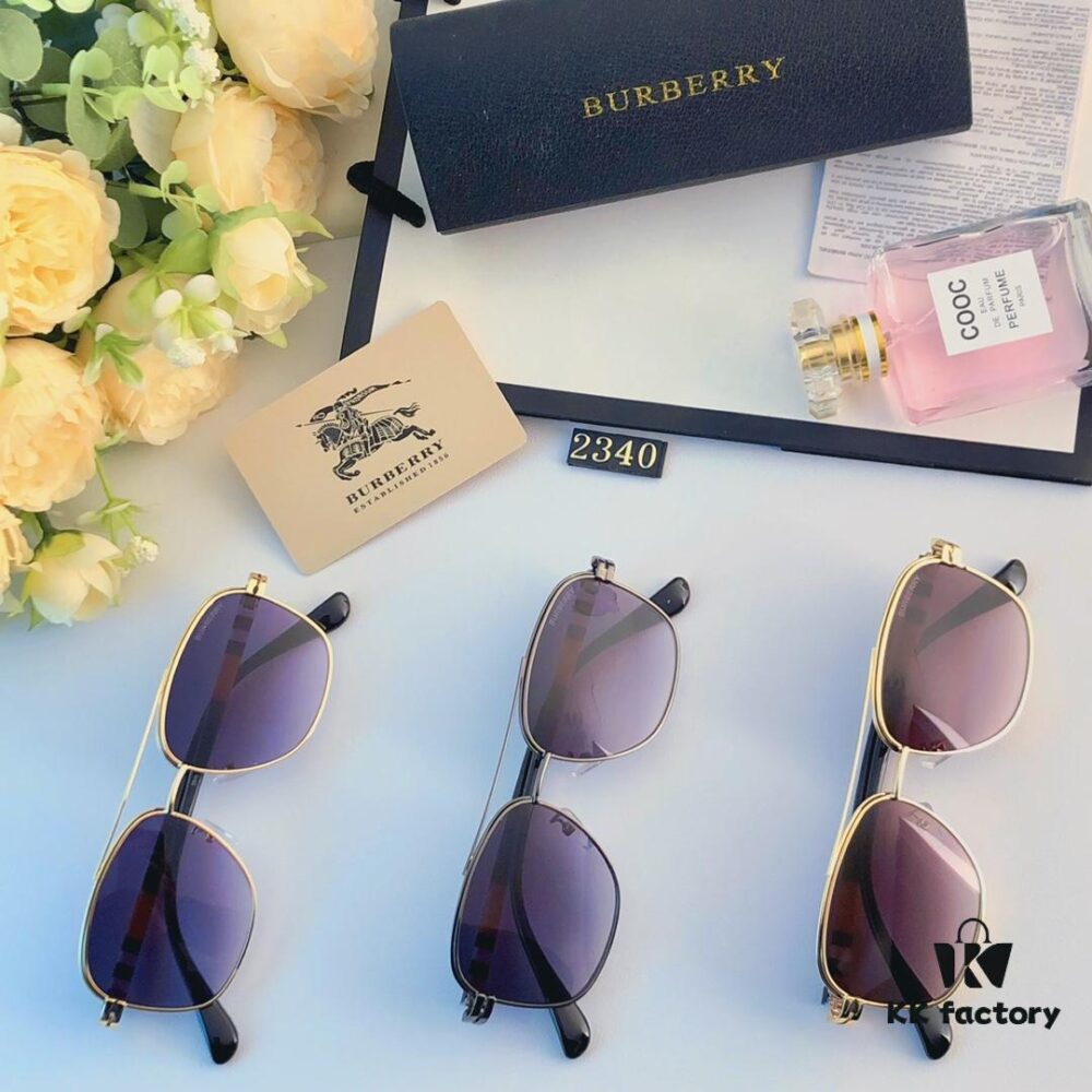Burberry Retro Men's Metal Double-Bridge Aviator Sunglasses, High-End Business Style UV400 Anti-Ultraviolet Sun Glasses