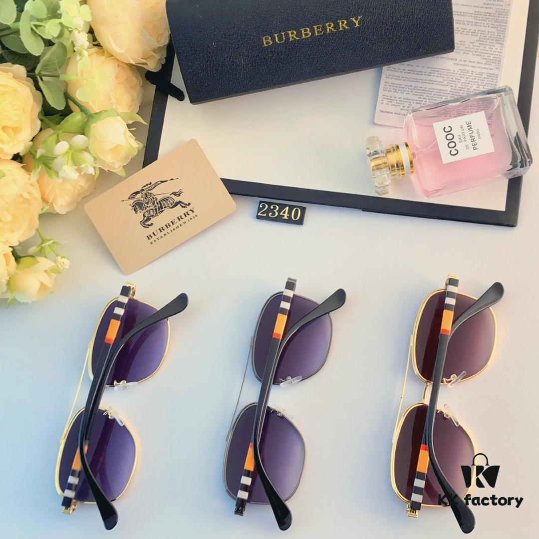 Burberry Retro Men's Metal Double-Bridge Aviator Sunglasses, High-End Business Style UV400 Anti-Ultraviolet Sun Glasses