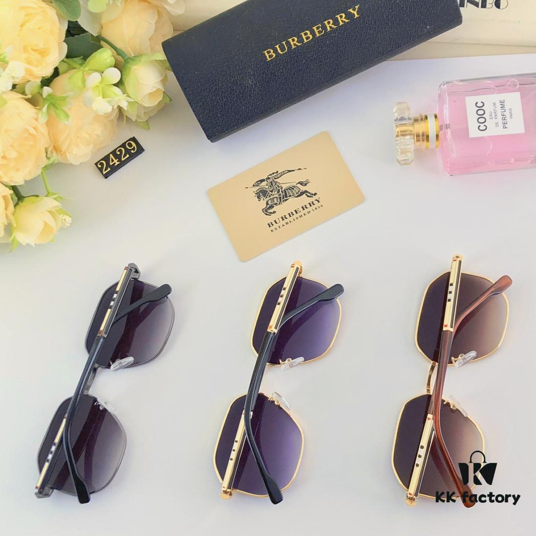 Burberry Retro Sunglasses, Fashionable Men's Statement Sunglasses, Trendy Streetwear Glasses, Hong Kong Style Hip-Hop Sun Glasses for Men and Women