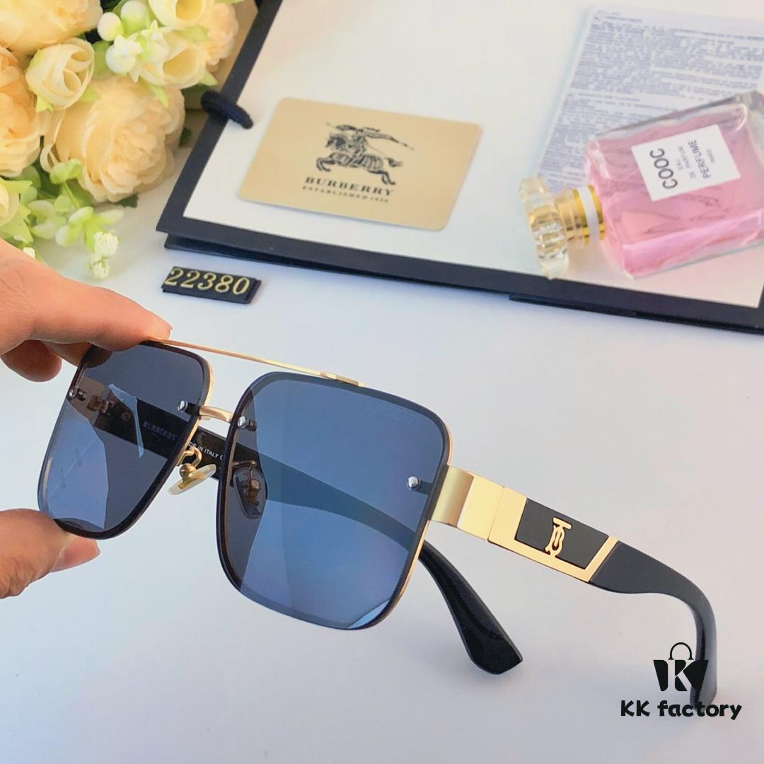 Burberry European and American Style Square Metal Frame Luxury Sunglasses, Fashionable UV Protection Oversized Sunglasses for Driving, Trendy Cross-border Sun Glasses